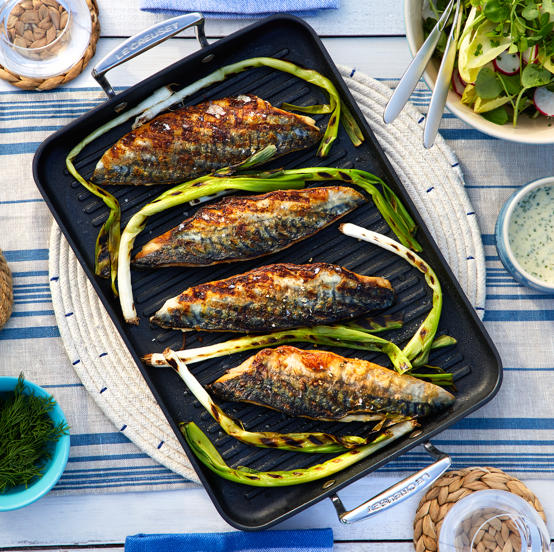 Le Creuset Toughened Non - Stick Ribbed Rectangular Grill 35cm