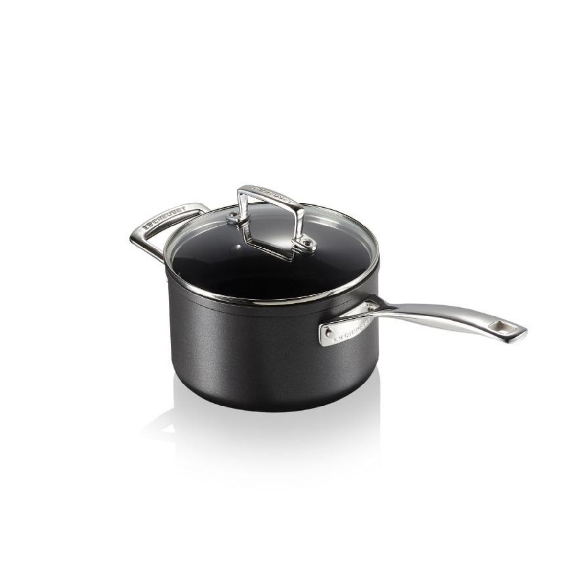 Le Creuset Toughened Non - Stick Saucepan with Glass Lid 18cm