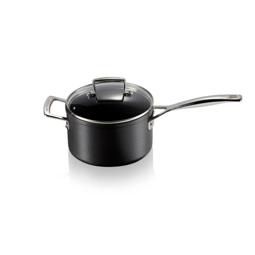 Le Creuset Toughened Non - Stick Saucepan with Glass Lid 18cm