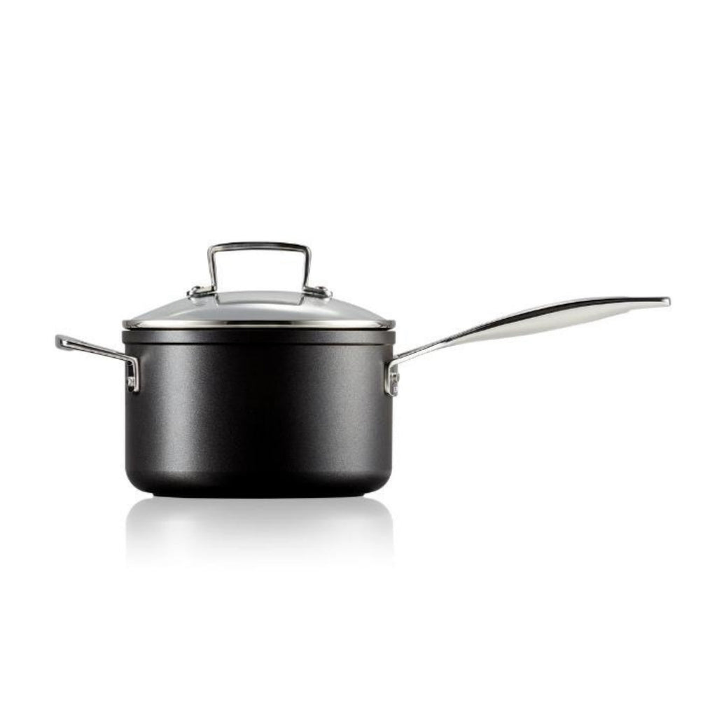 Le Creuset Toughened Non - Stick Saucepan with Glass Lid 18cm