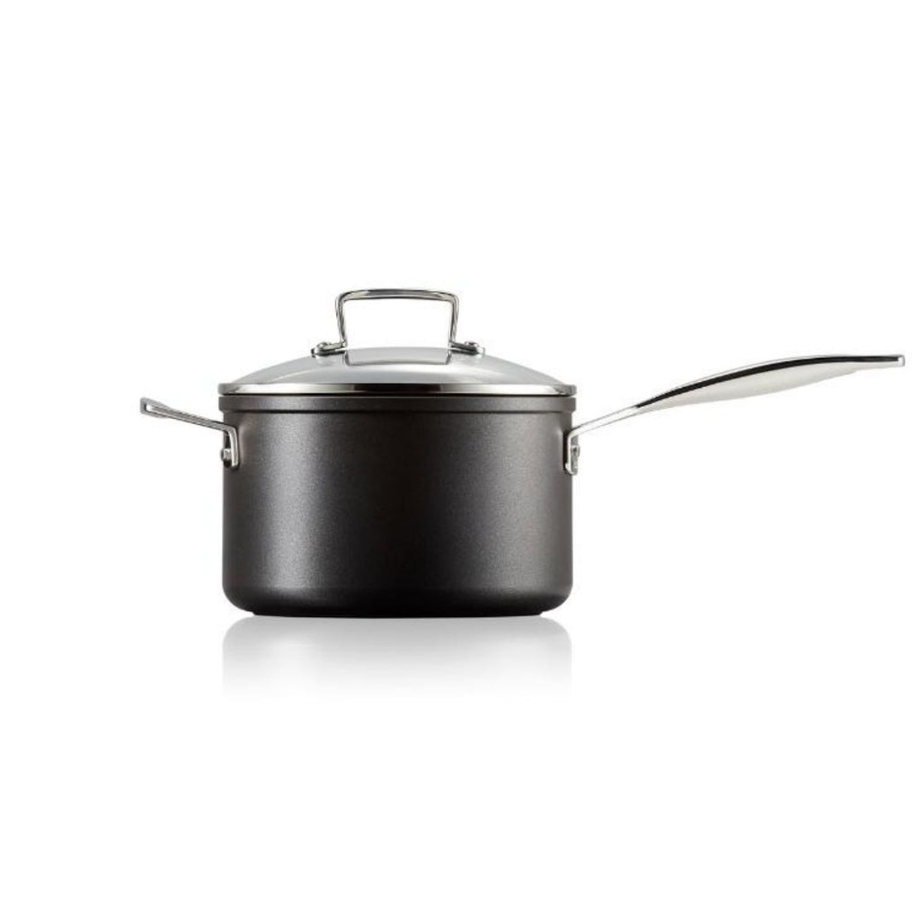 Le Creuset Toughened Non - Stick Saucepan with Glass Lid 20cm