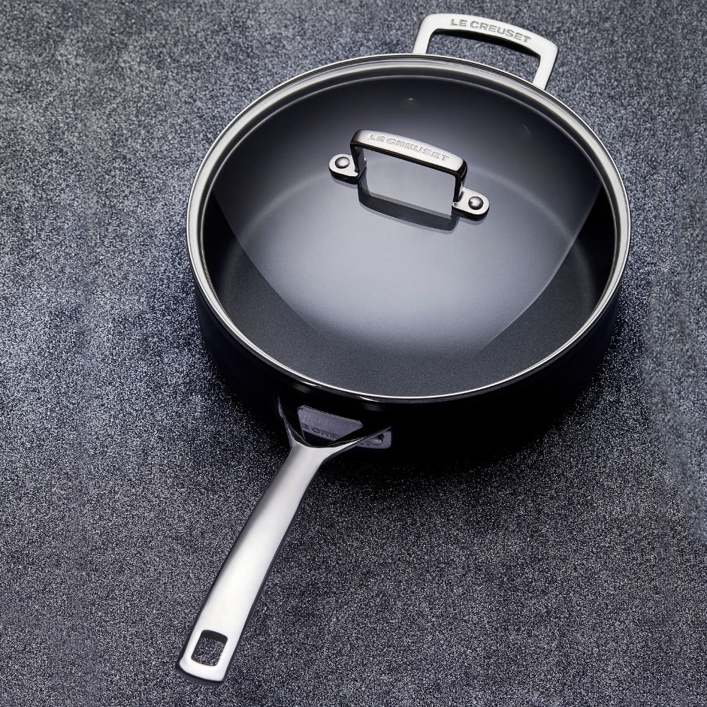 Le Creuset Toughened Non - Stick Saute Pan with Glass Lid - 26cm