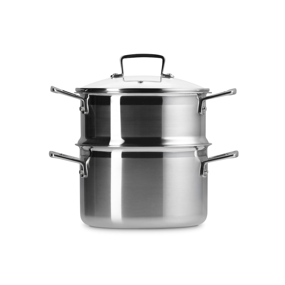 Le Creuset Classic 3 - ply Stainless Steel 20cm Casserole with Steamer and Lid