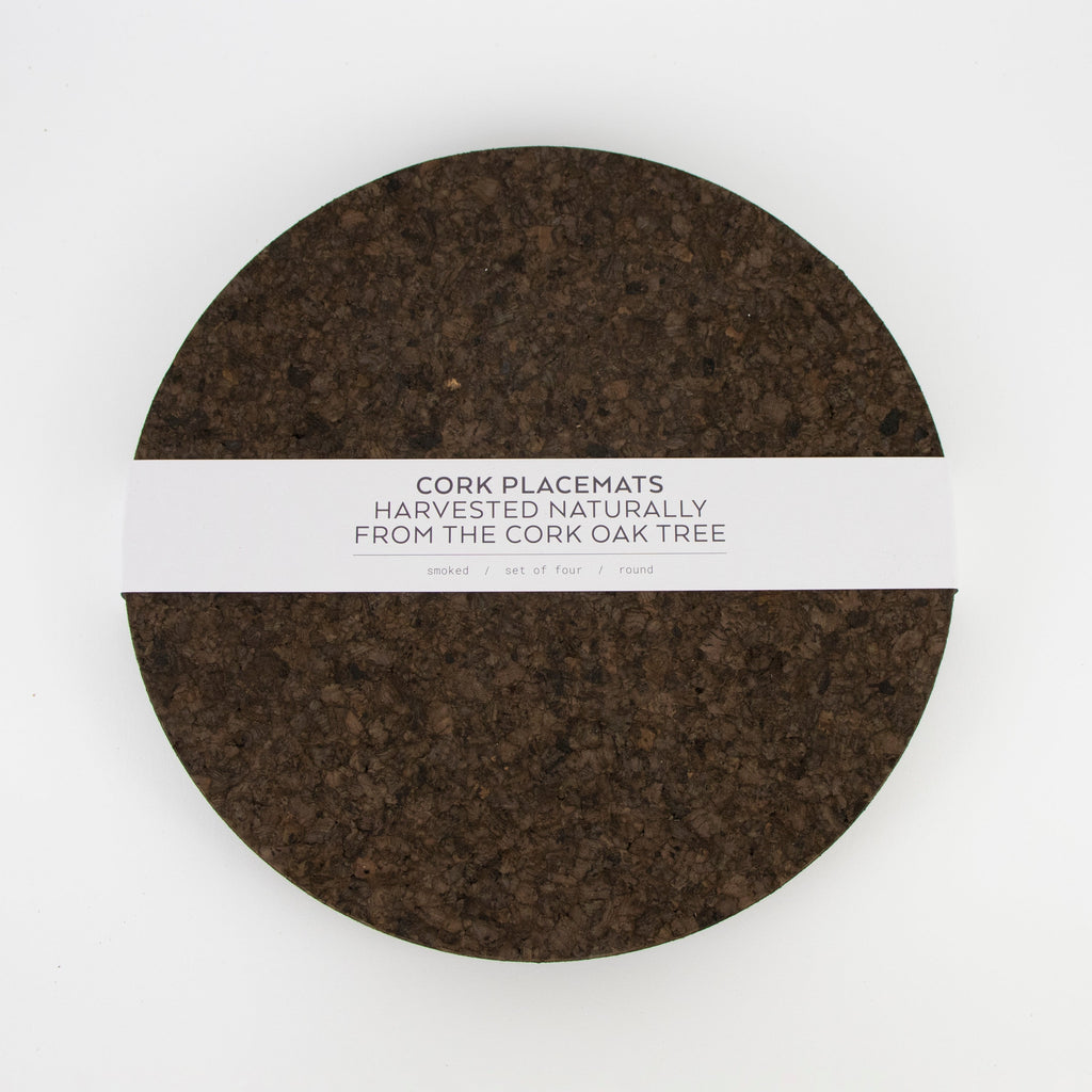 eco friendly Smoked Cork Round Placemat in wrap