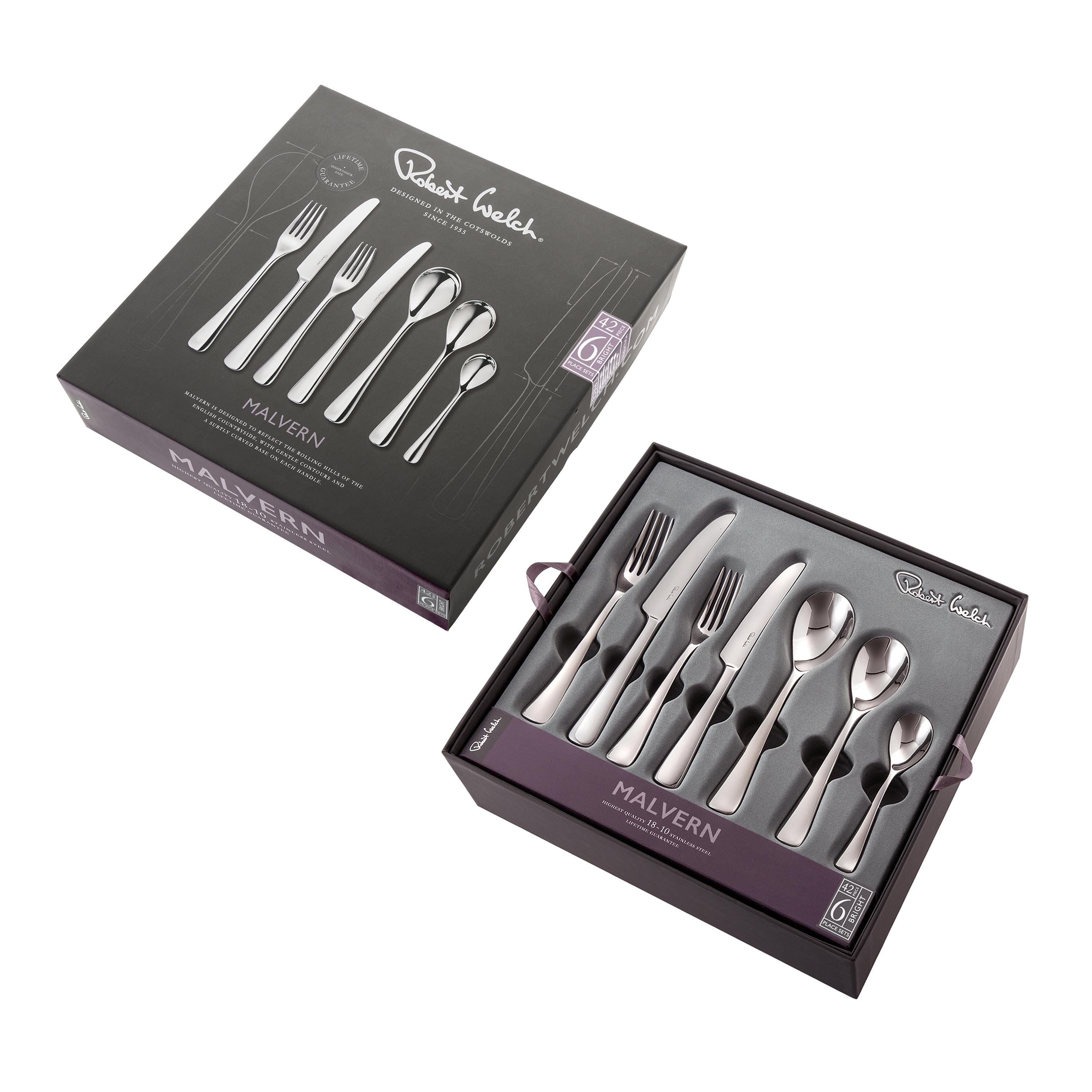 Malvern Bright Cutlery Set, 42 Piece for 6 People