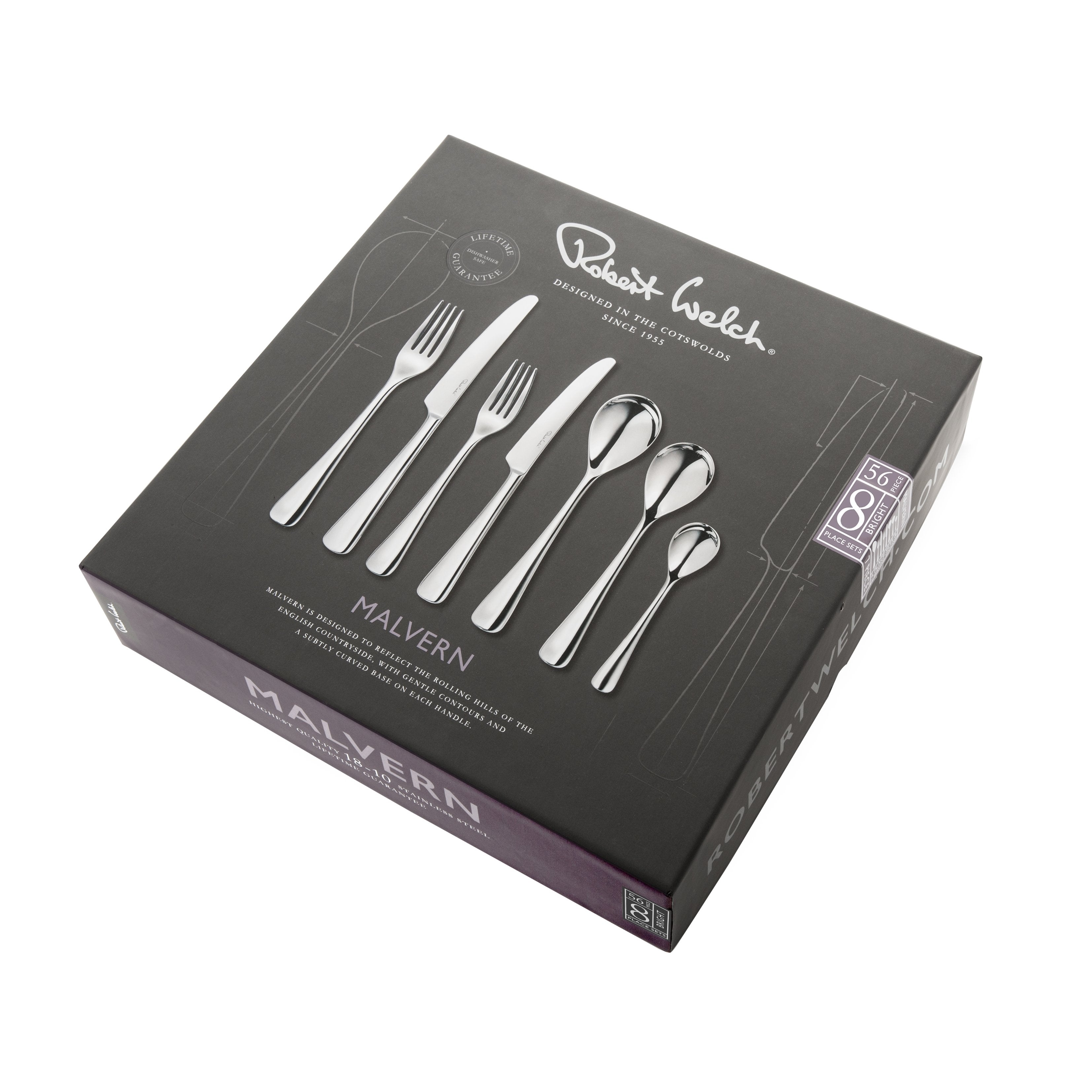 Malvern Bright Cutlery Set, 56 Piece for 8 People