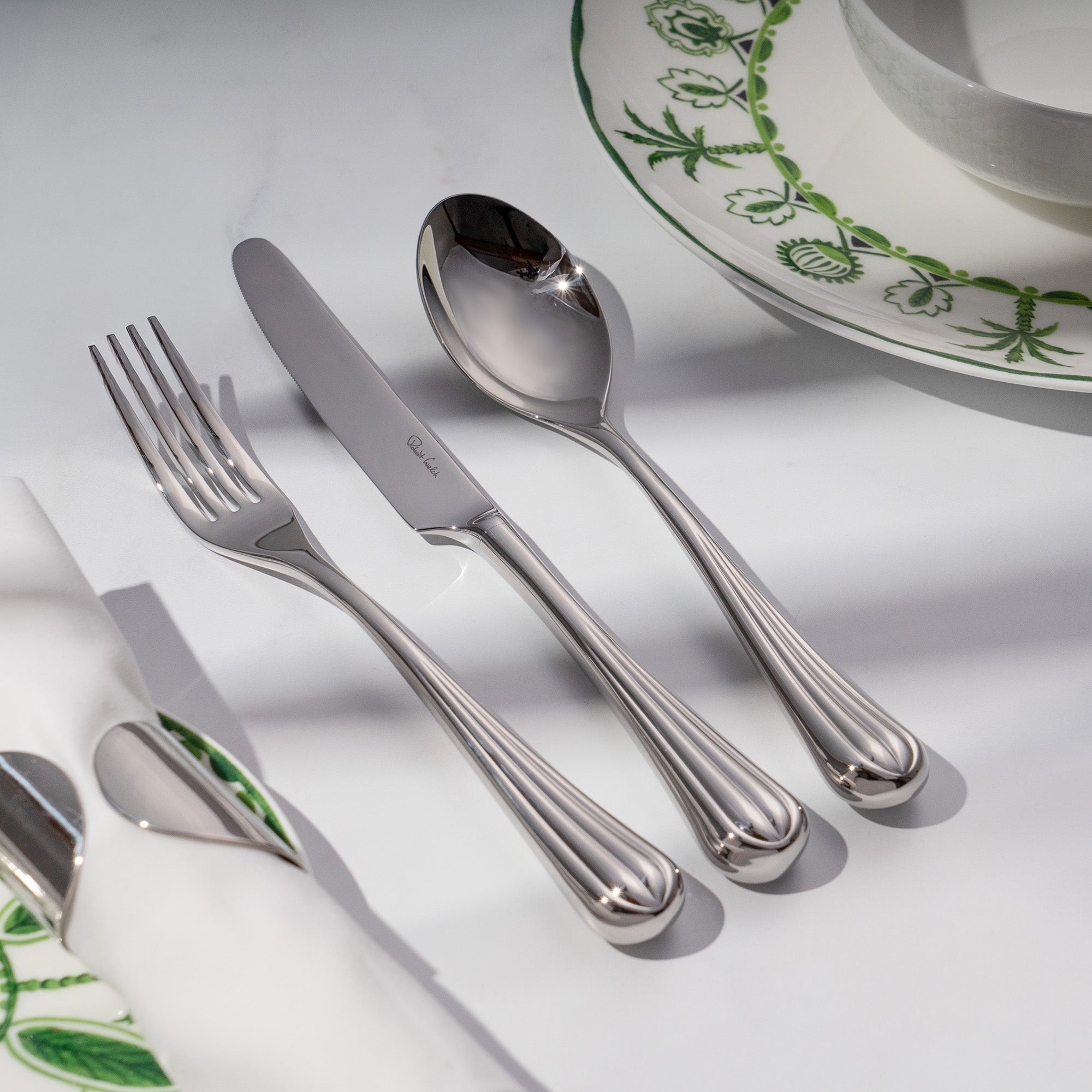 Palm Air Bright Cutlery Set, 84 Piece for 12 People