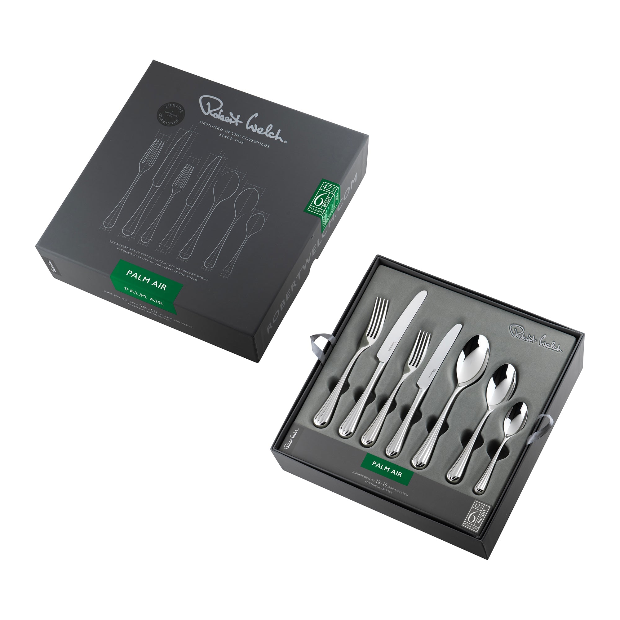 Palm Air Bright Cutlery Set, 42 Piece for 6 People