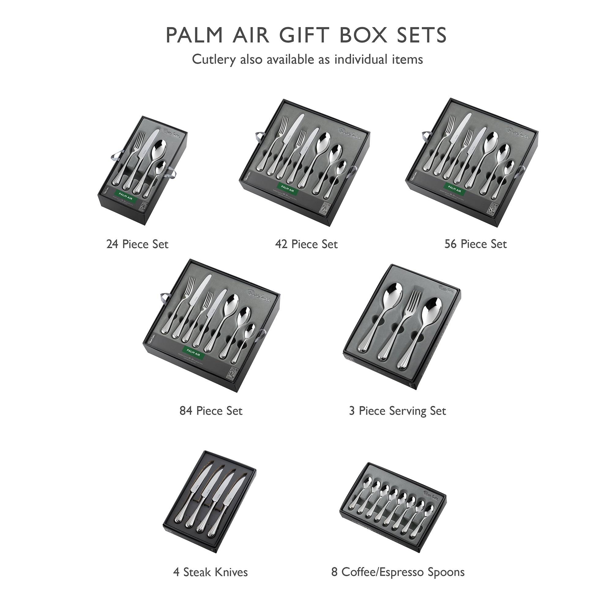 Palm Air Bright Cutlery Set, 24 Piece for 6 People