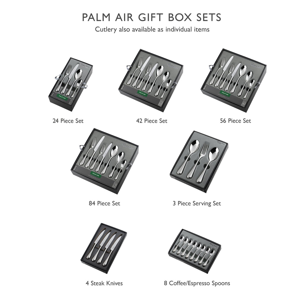 Palm Air Bright Cutlery Set, 56 Piece for 8 People