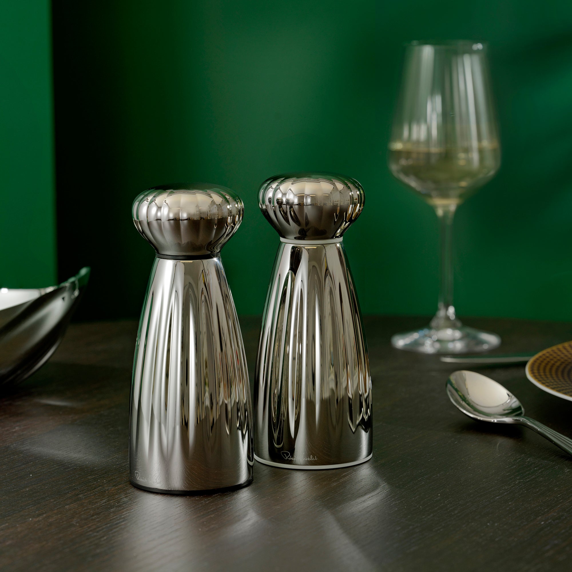 Palm Bright Stainless Steel Small Mills and Tray Set