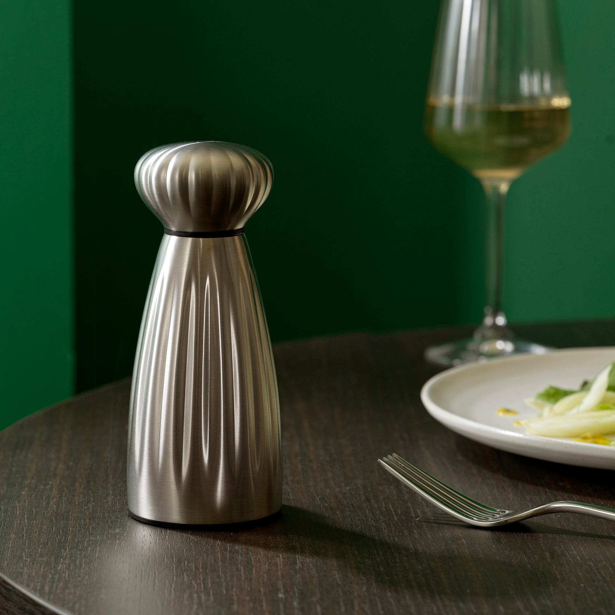 Palm Satin Stainless Steel Small Black Pepper Mill