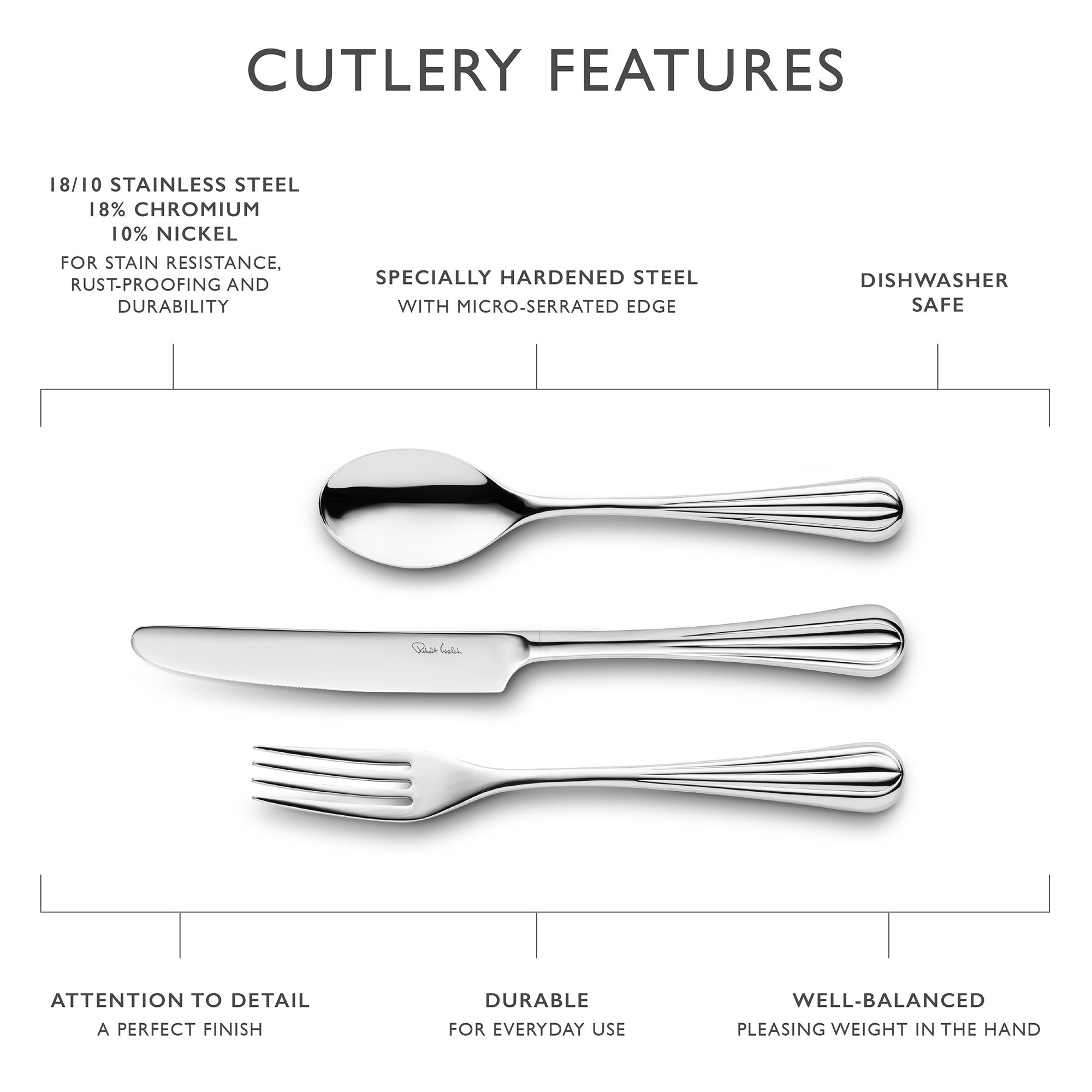 Palm Air Bright Cutlery Set, 42 Piece for 6 People