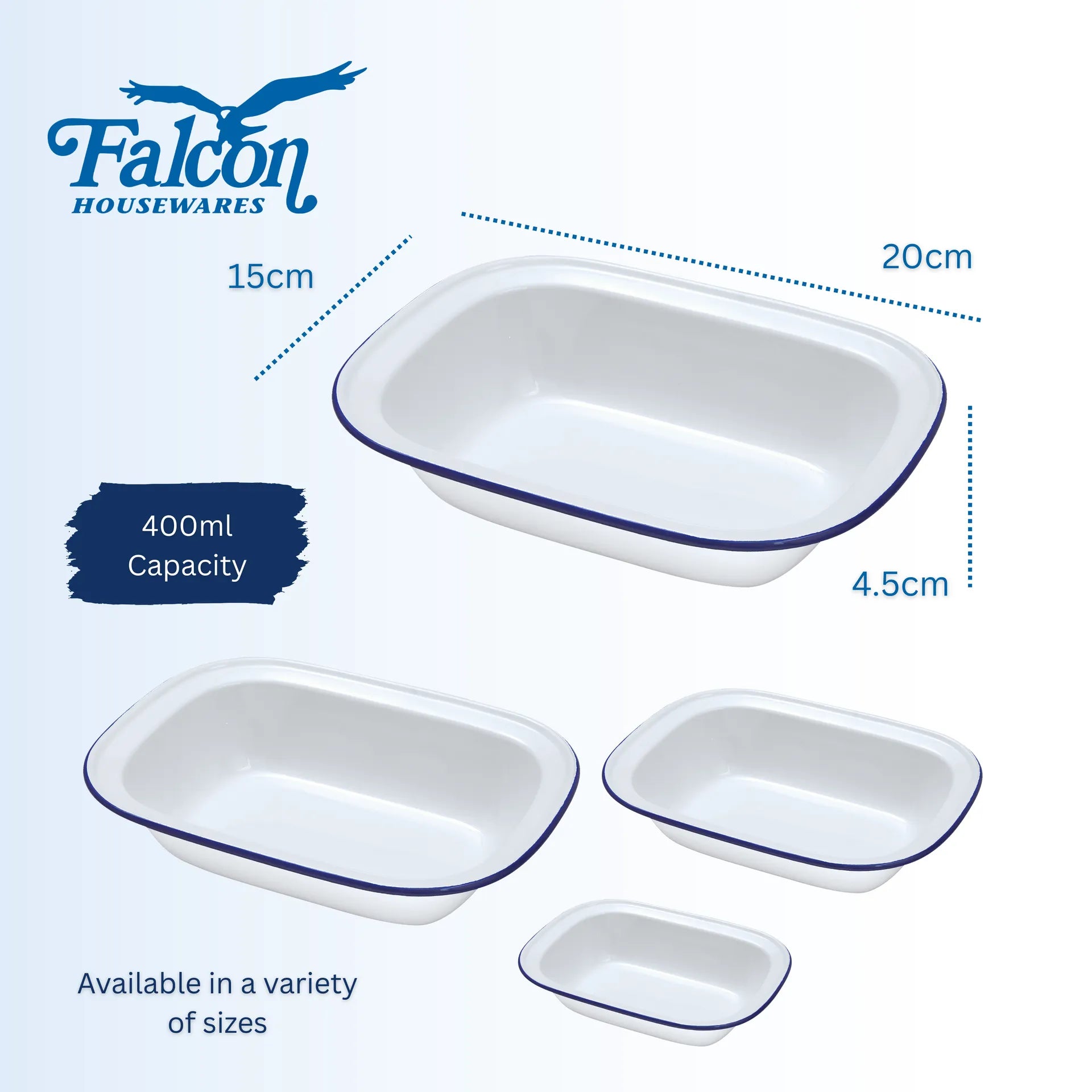 Falcon Enamel Oblong Pie Dishes (Various Sizes)