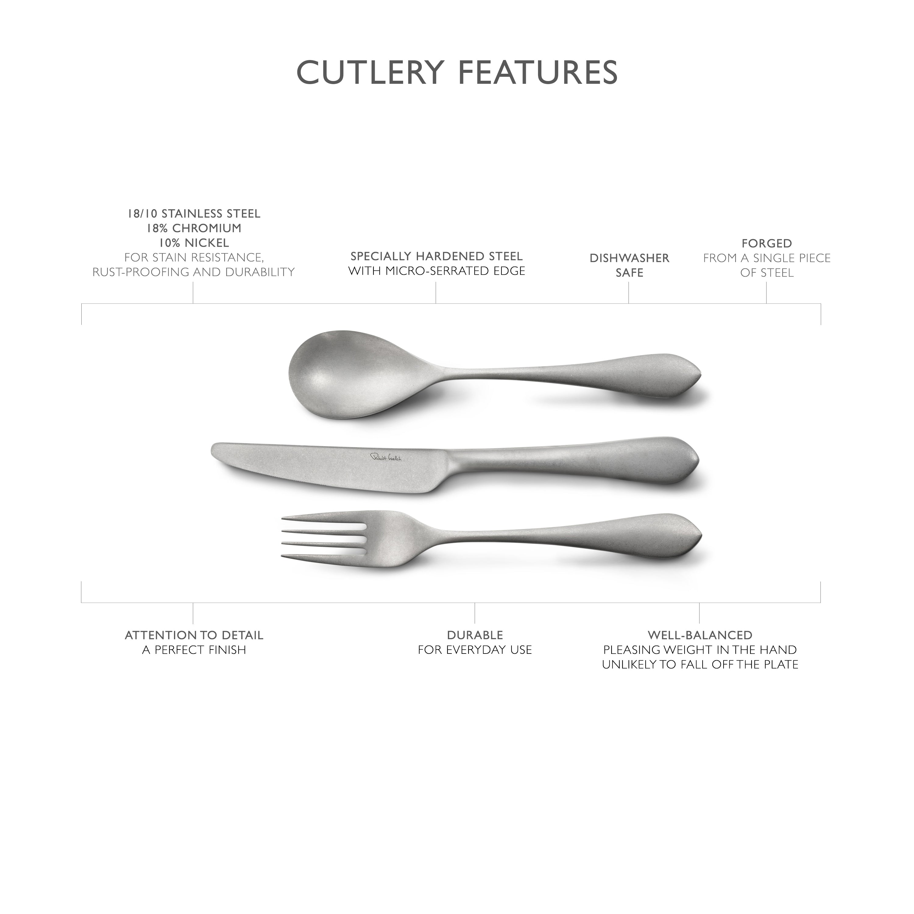 Quinton Vintage Cutlery Set, 42 Piece for 6 People
