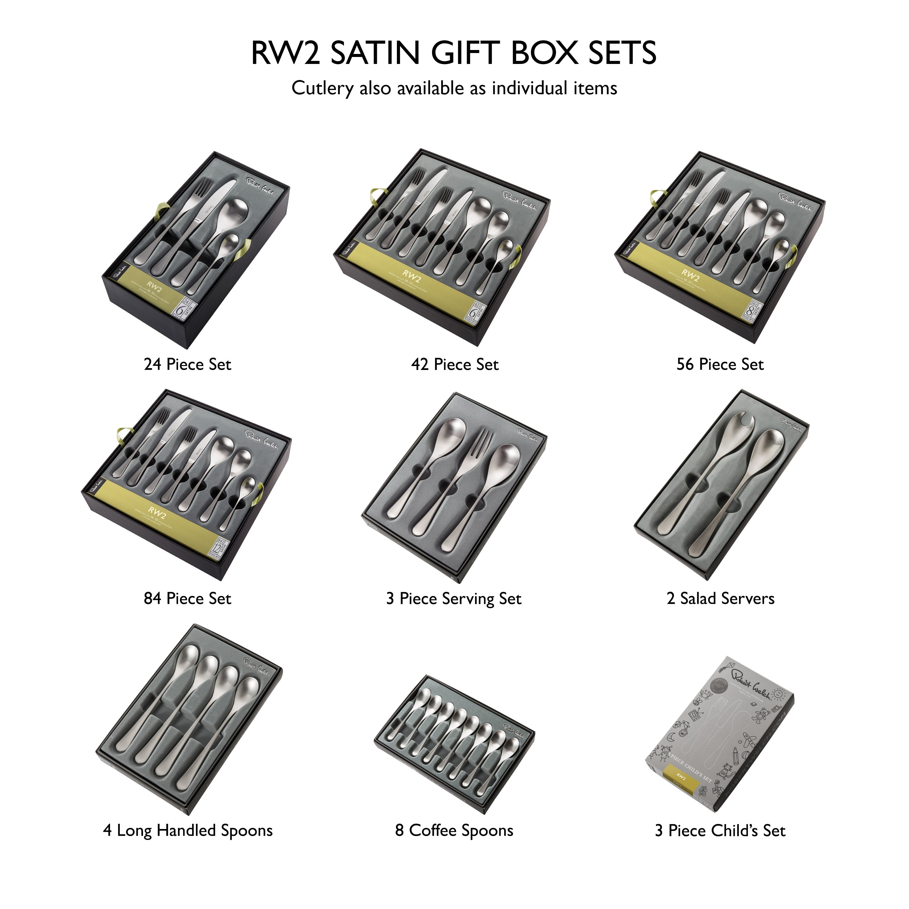 RW2 Satin Cutlery Set, 24 Piece for 6 People
