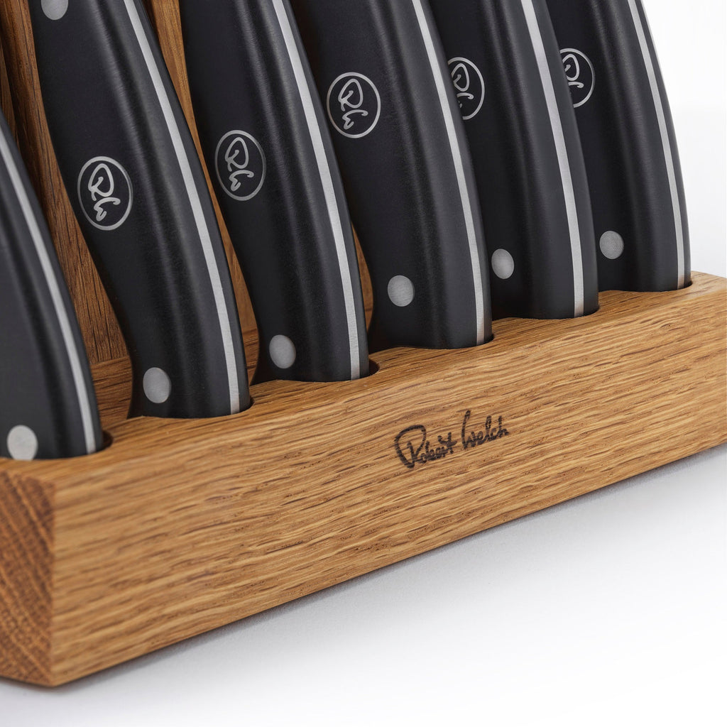 Angle Oak Knife Block in Plain White Box