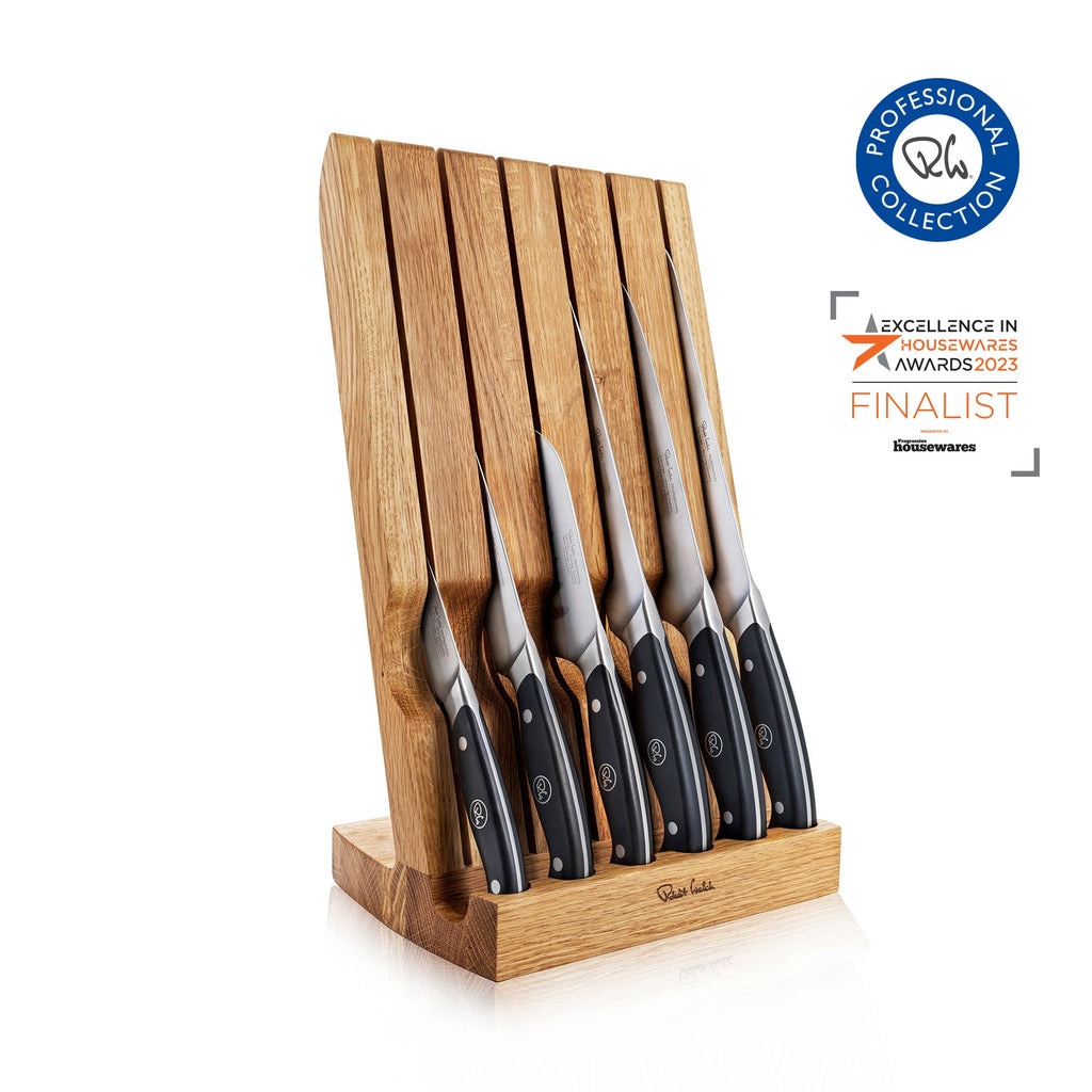 Professional Angle Oak Knife Block Set