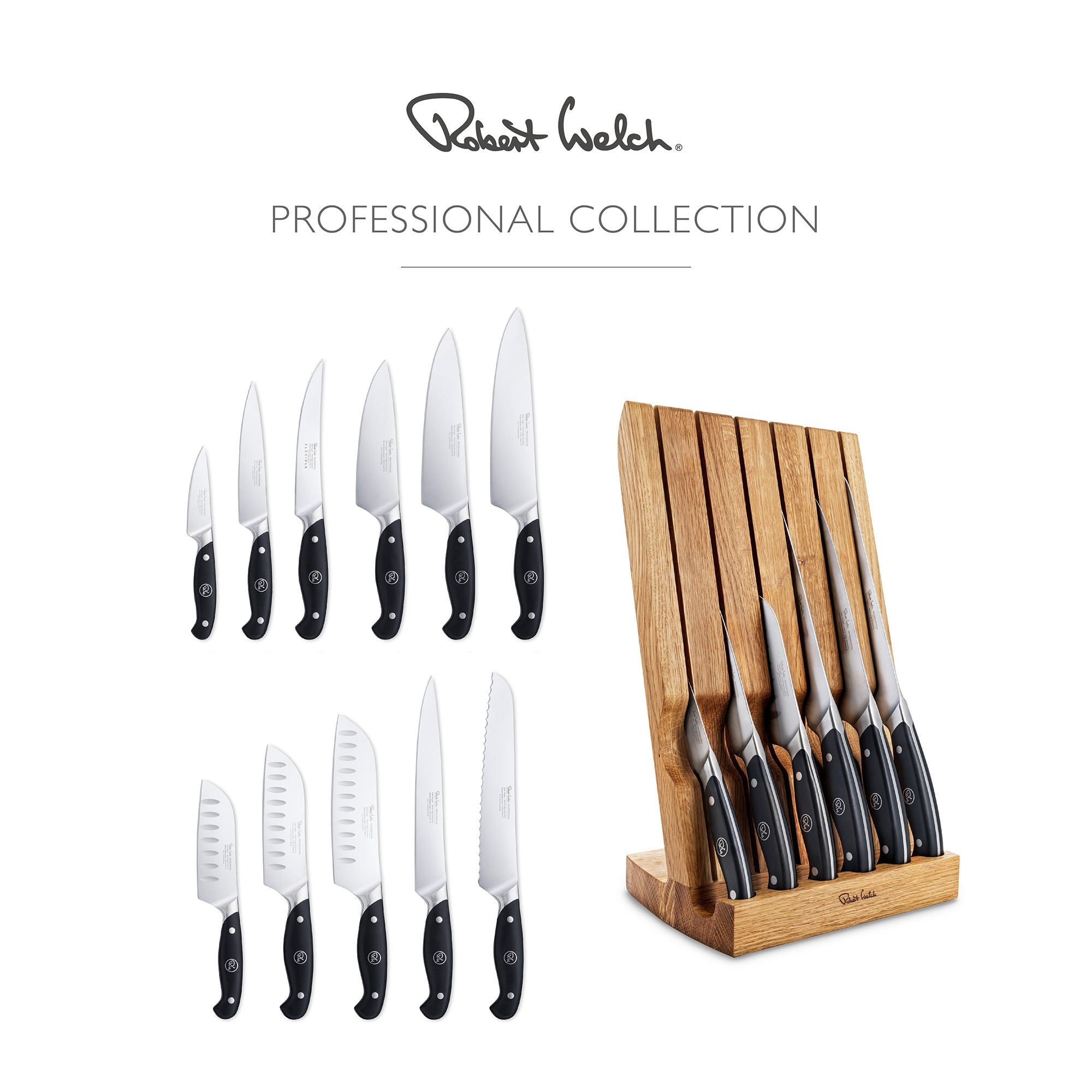 Angle Oak Knife Block in Plain White Box