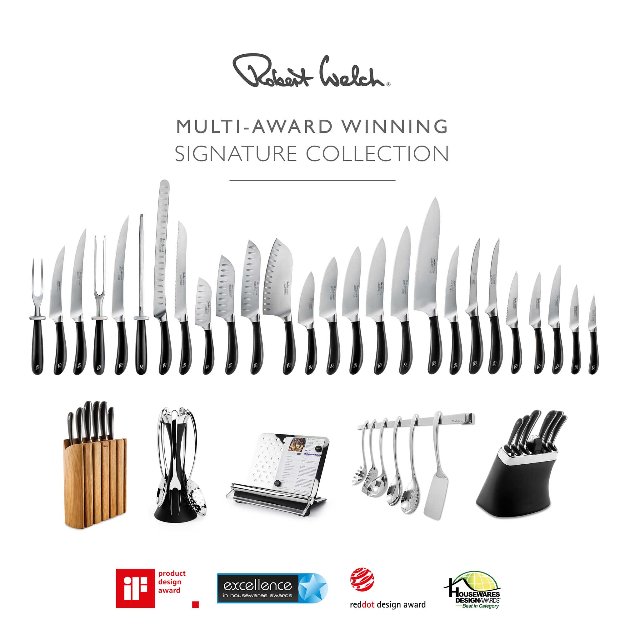 Signature Book Oak Knife Block Set 4P Chef's