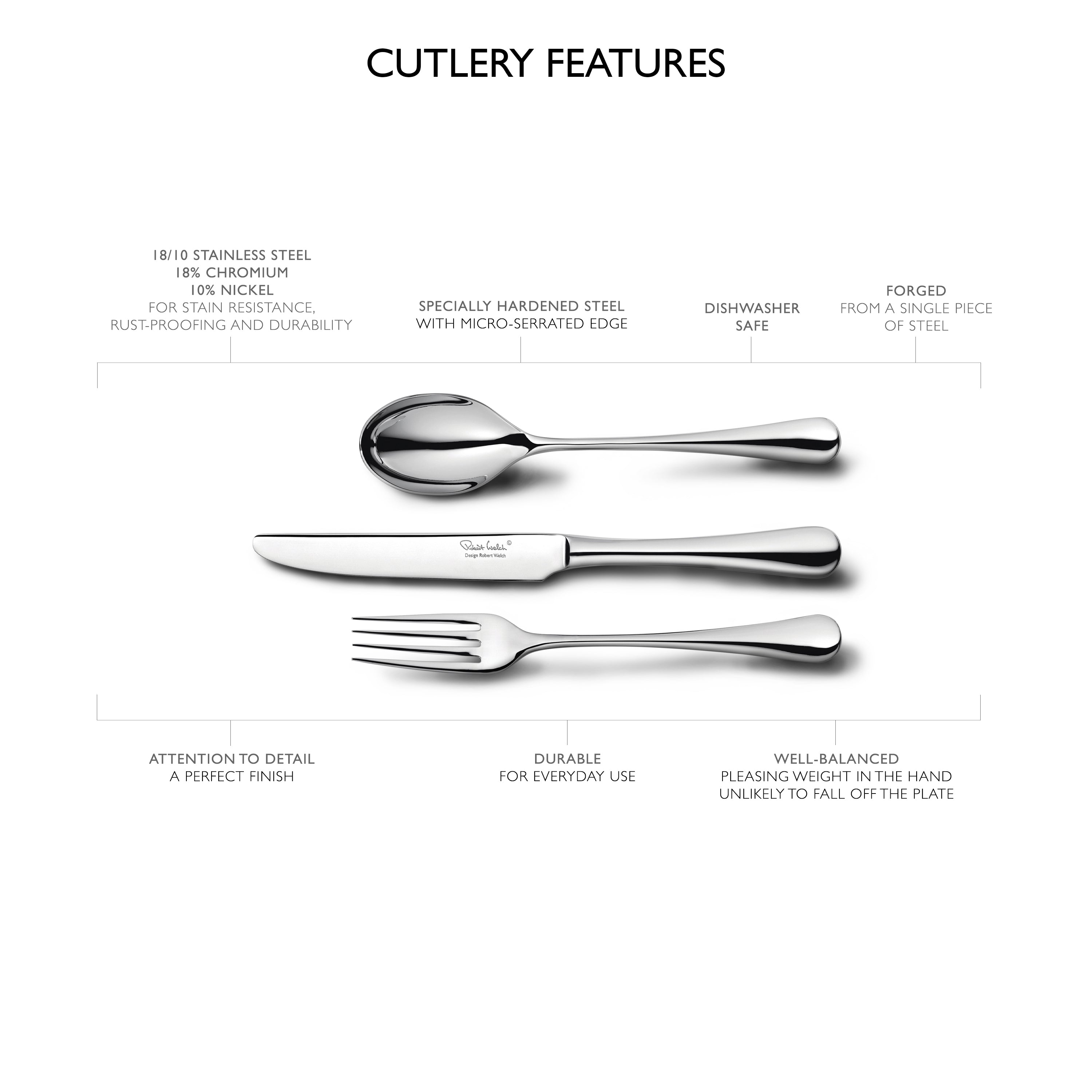 Radford Bright Cutlery Canteen Set, 60 Piece for 8 People