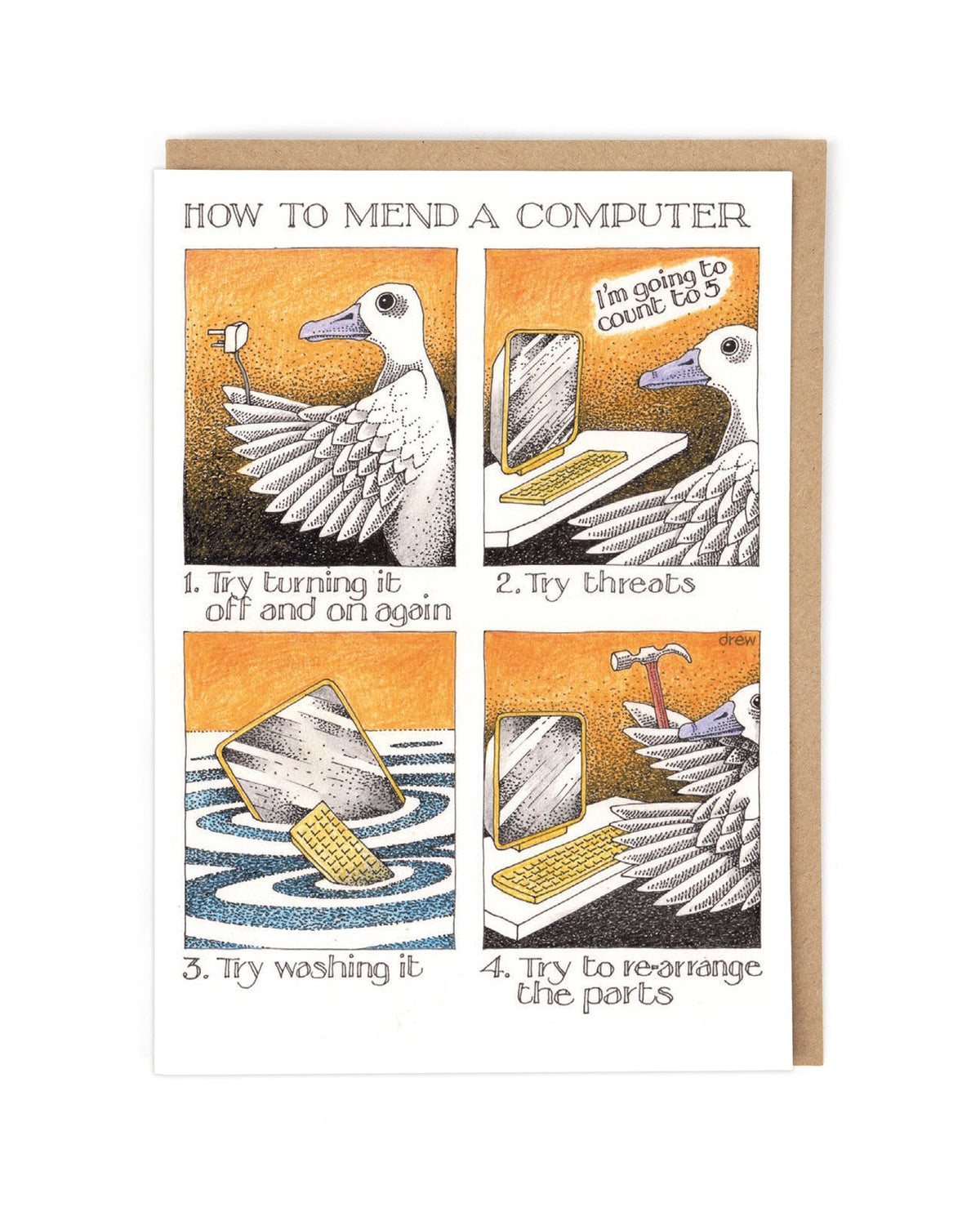 Simon Drew Cards - MEND A COMPUTER 