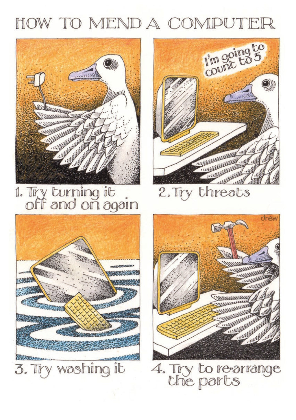 Simon Drew Cards - MEND A COMPUTER 