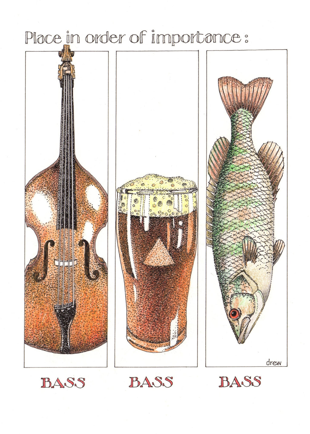 Simon Drew Cards - BASS, BASS, BASS