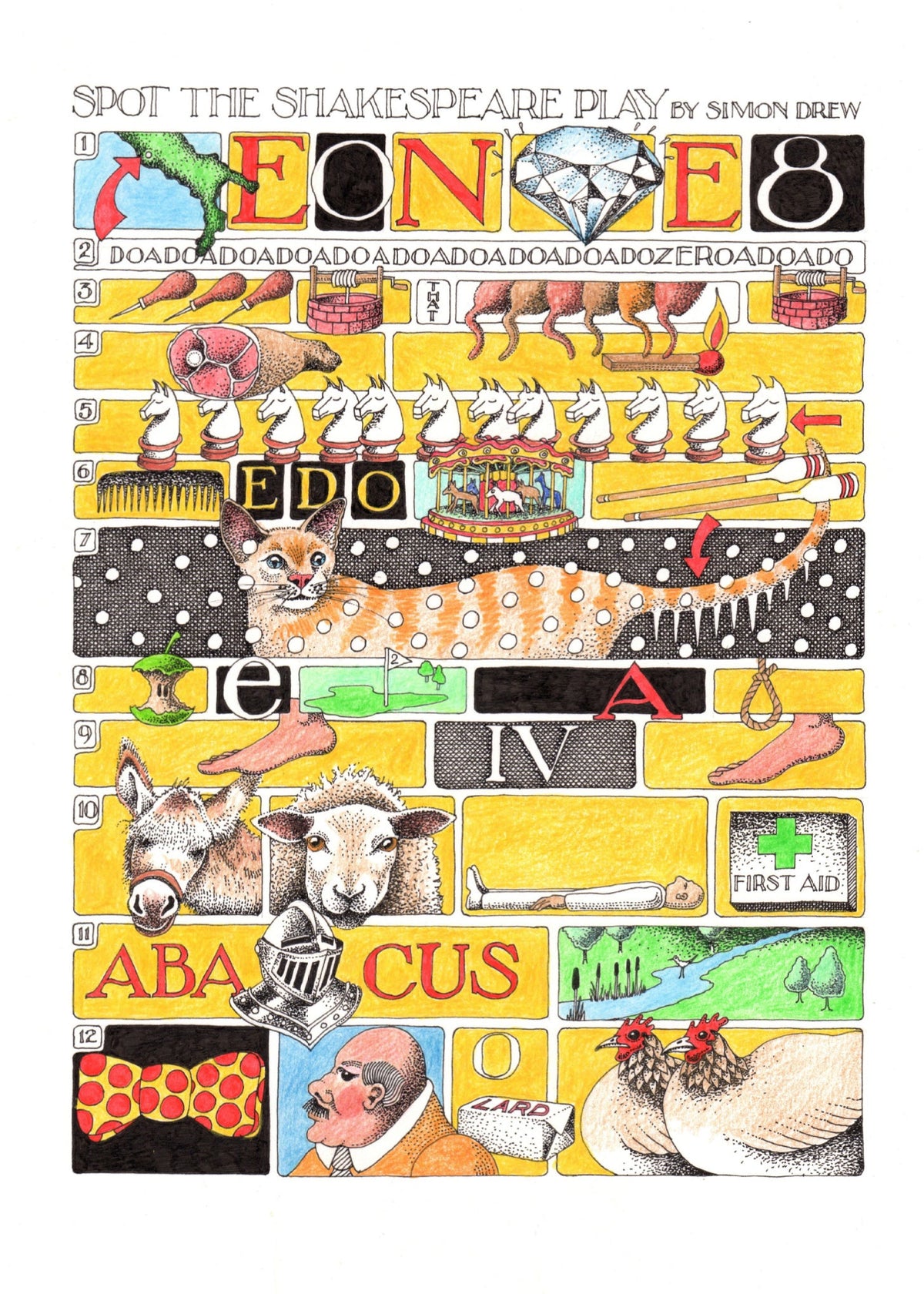 Simon Drew Cards - SPOT IT SHAKESPEARE PLAY