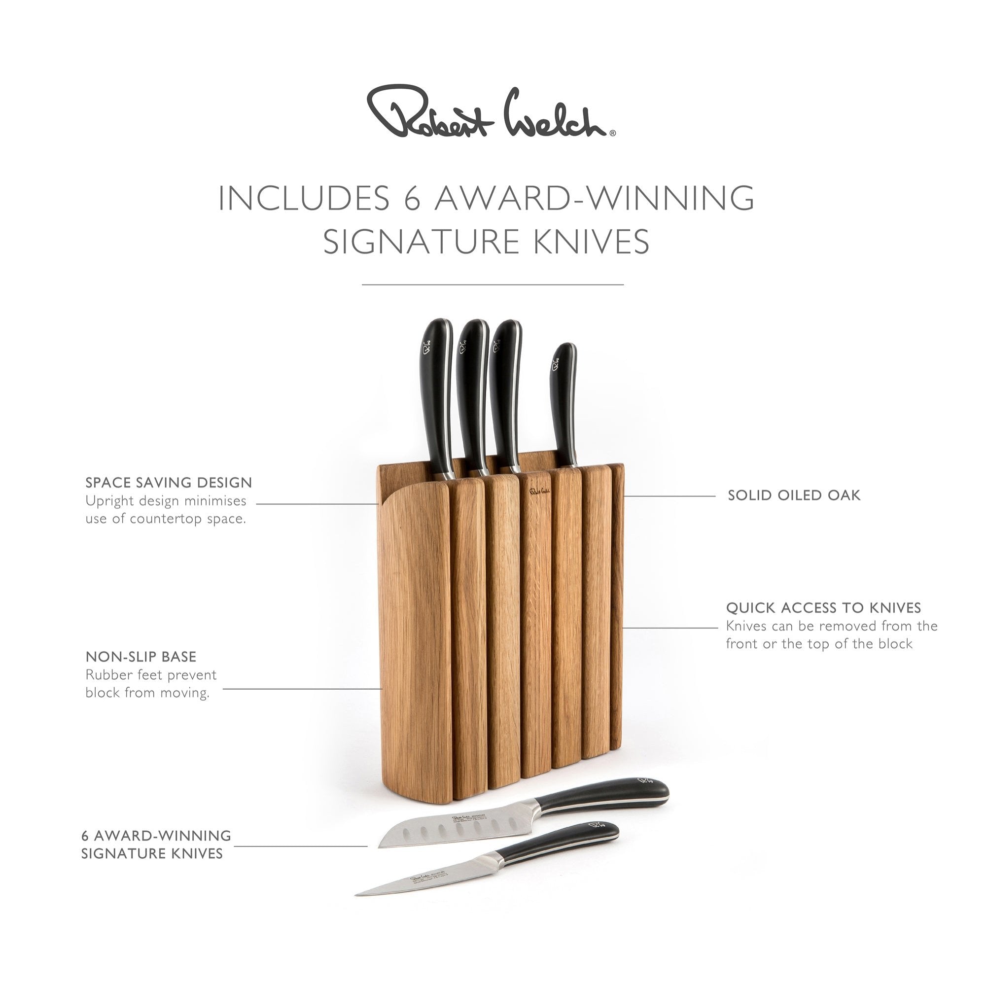 Signature Book Oak Knife Block Set with Knife Sharpener