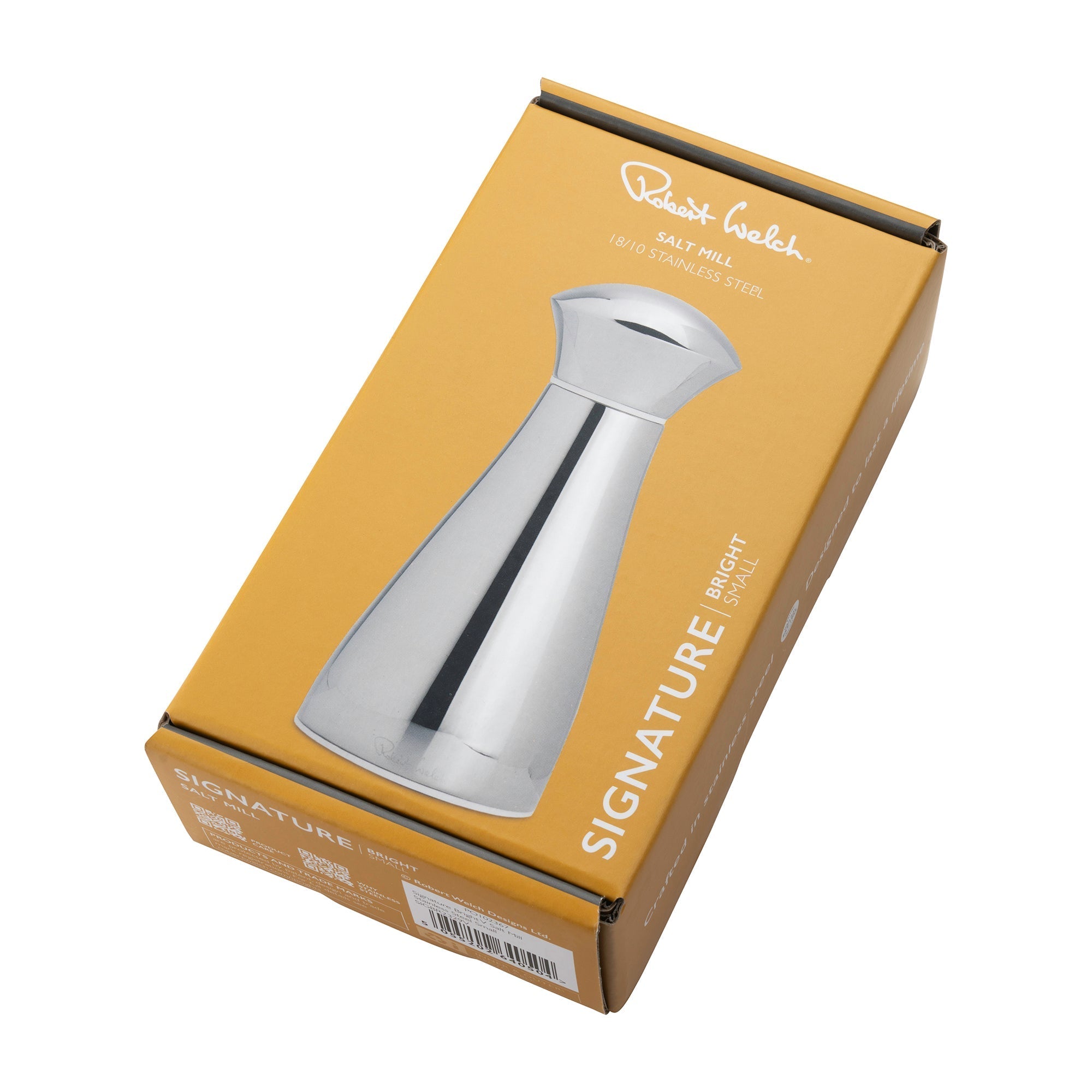 Robert Welch Signature Bright Stainless Steel Small White Salt Mill
