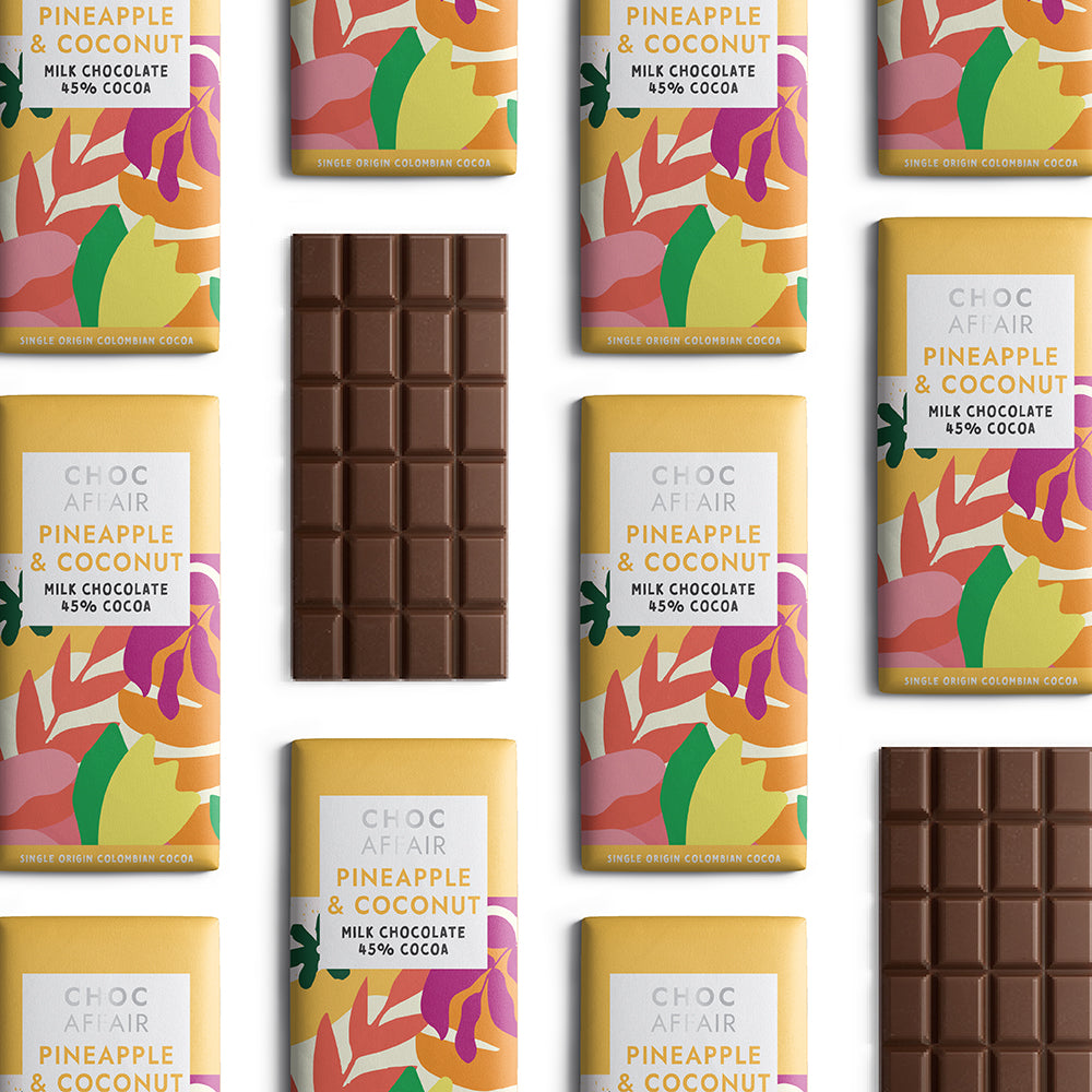 Choc Affair Pineapple & Coconut Milk Chocolate Bar