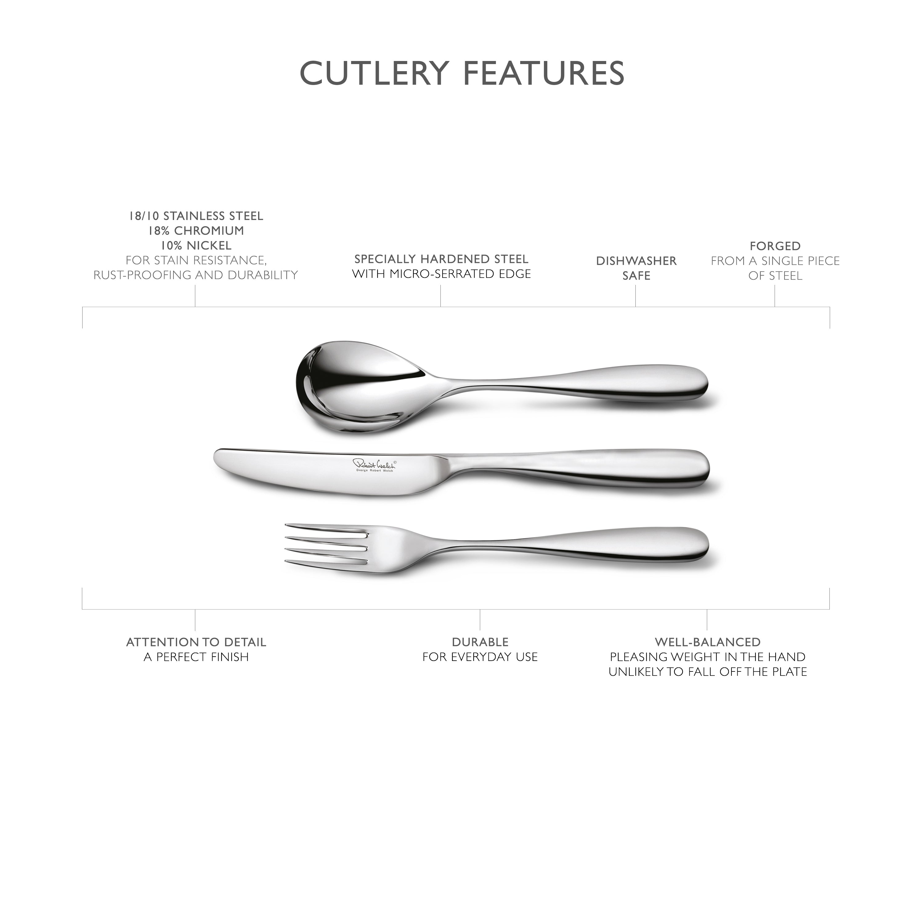 Stanton Bright Cutlery Set, 24 Piece for 6 People