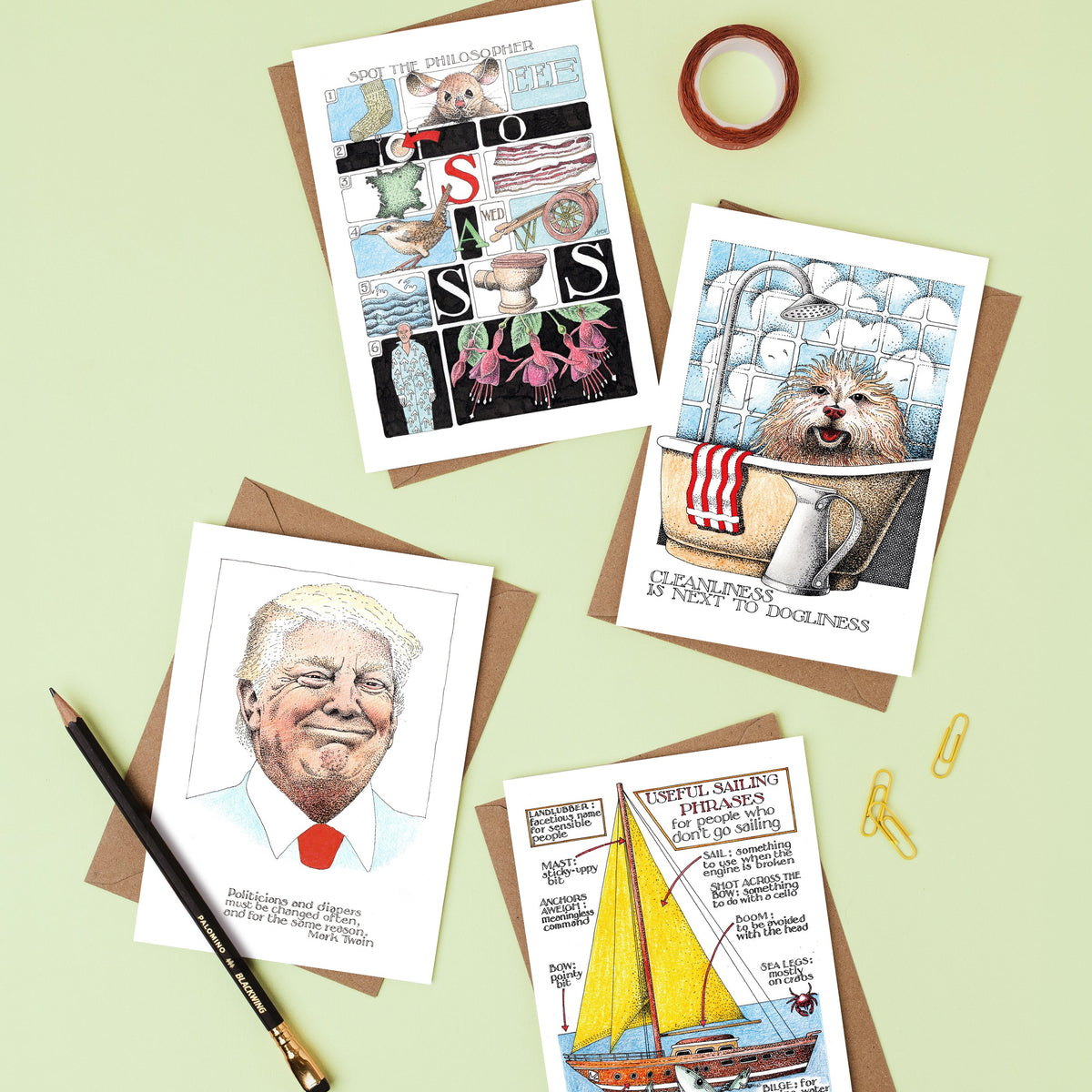 Simon Drew Cards - A PRESIDENT