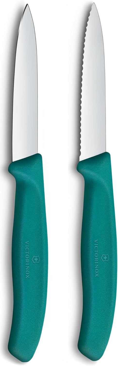 Victorinox Stainless Steel 10cm Paring Knife Set, 2 Piece (Serrated & Straight Edge)