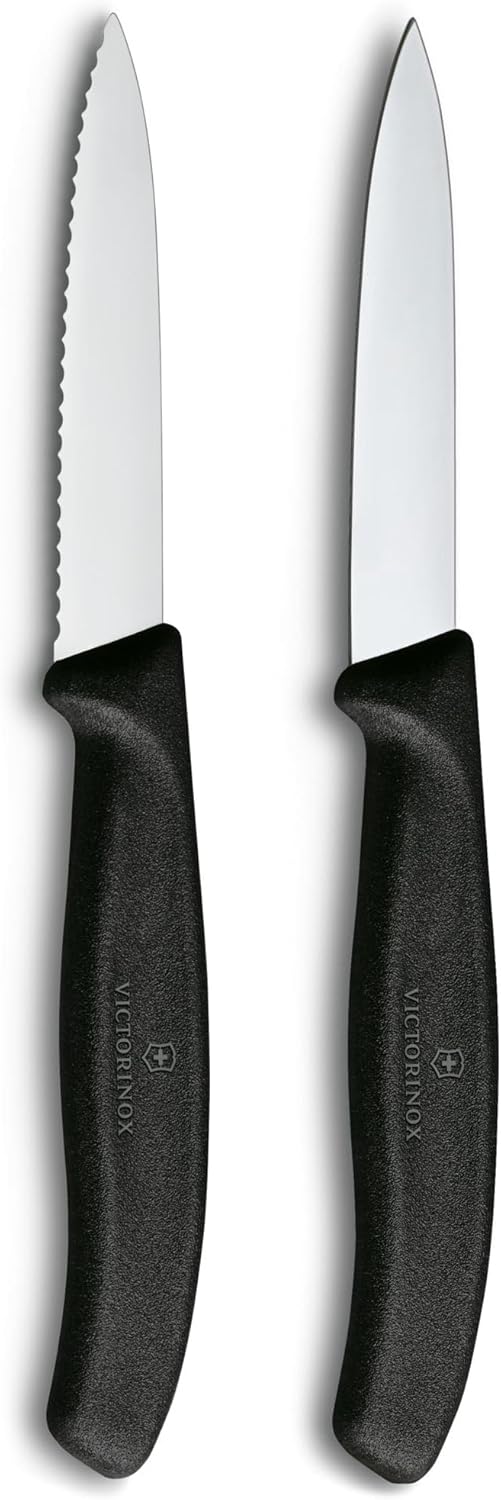 Victorinox Stainless Steel 10cm Paring Knife Set, 2 Piece (Serrated & Straight Edge)
