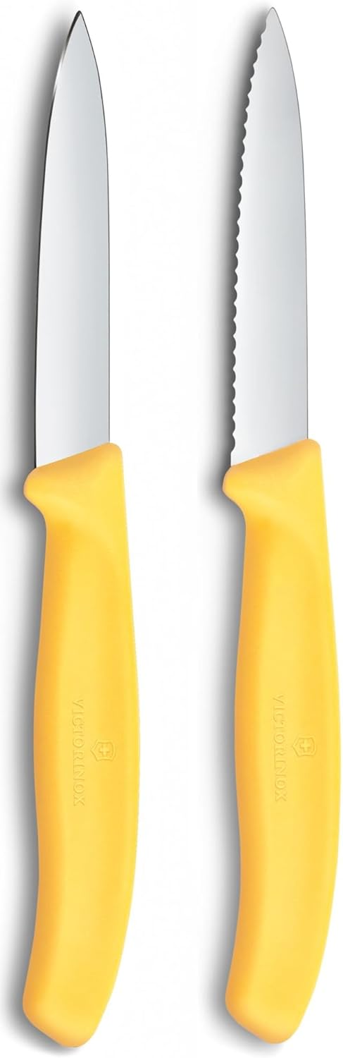 Victorinox Stainless Steel 10cm Paring Knife Set, 2 Piece (Serrated & Straight Edge)