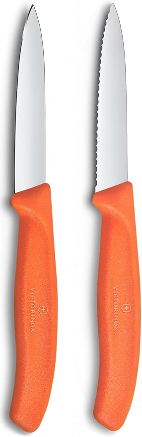 Victorinox Stainless Steel 10cm Paring Knife Set, 2 Piece (Serrated & Straight Edge)