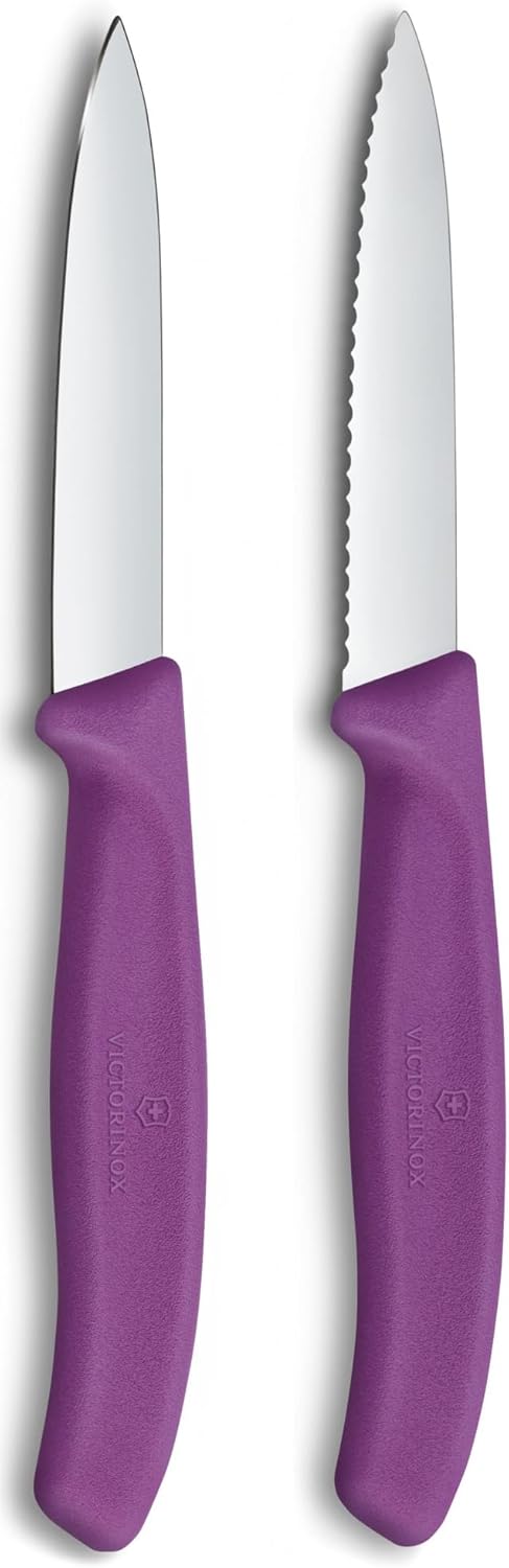 Victorinox Stainless Steel 10cm Paring Knife Set, 2 Piece (Serrated & Straight Edge)