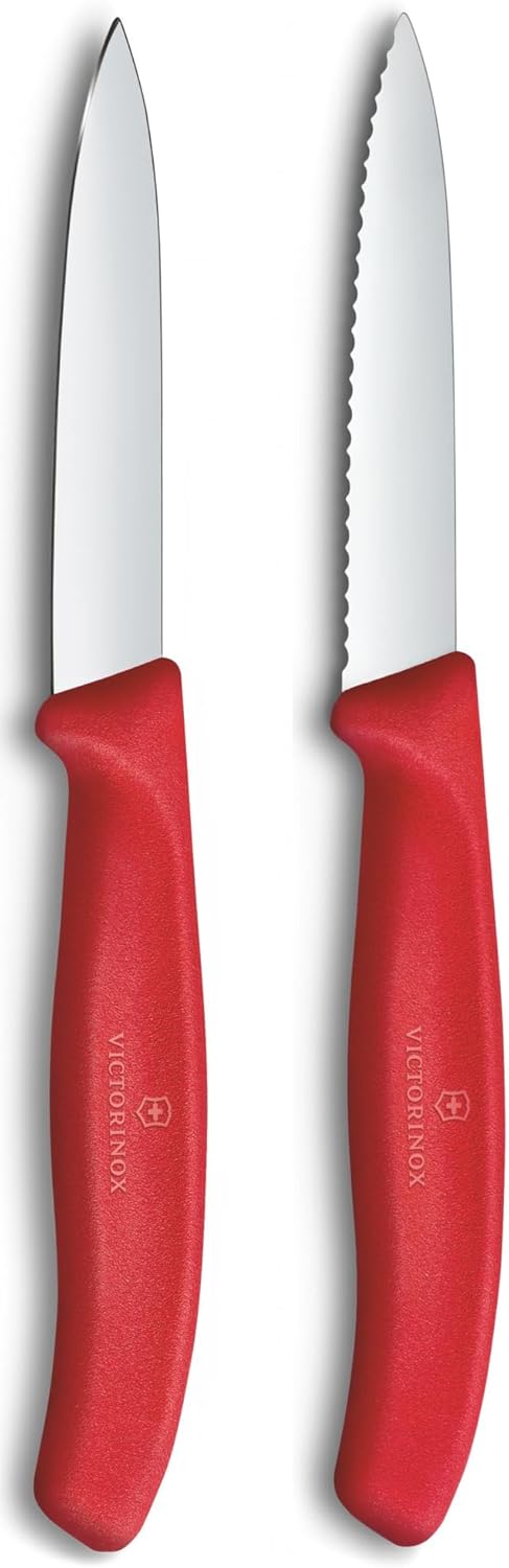 Victorinox Stainless Steel 10cm Paring Knife Set, 2 Piece (Serrated & Straight Edge)