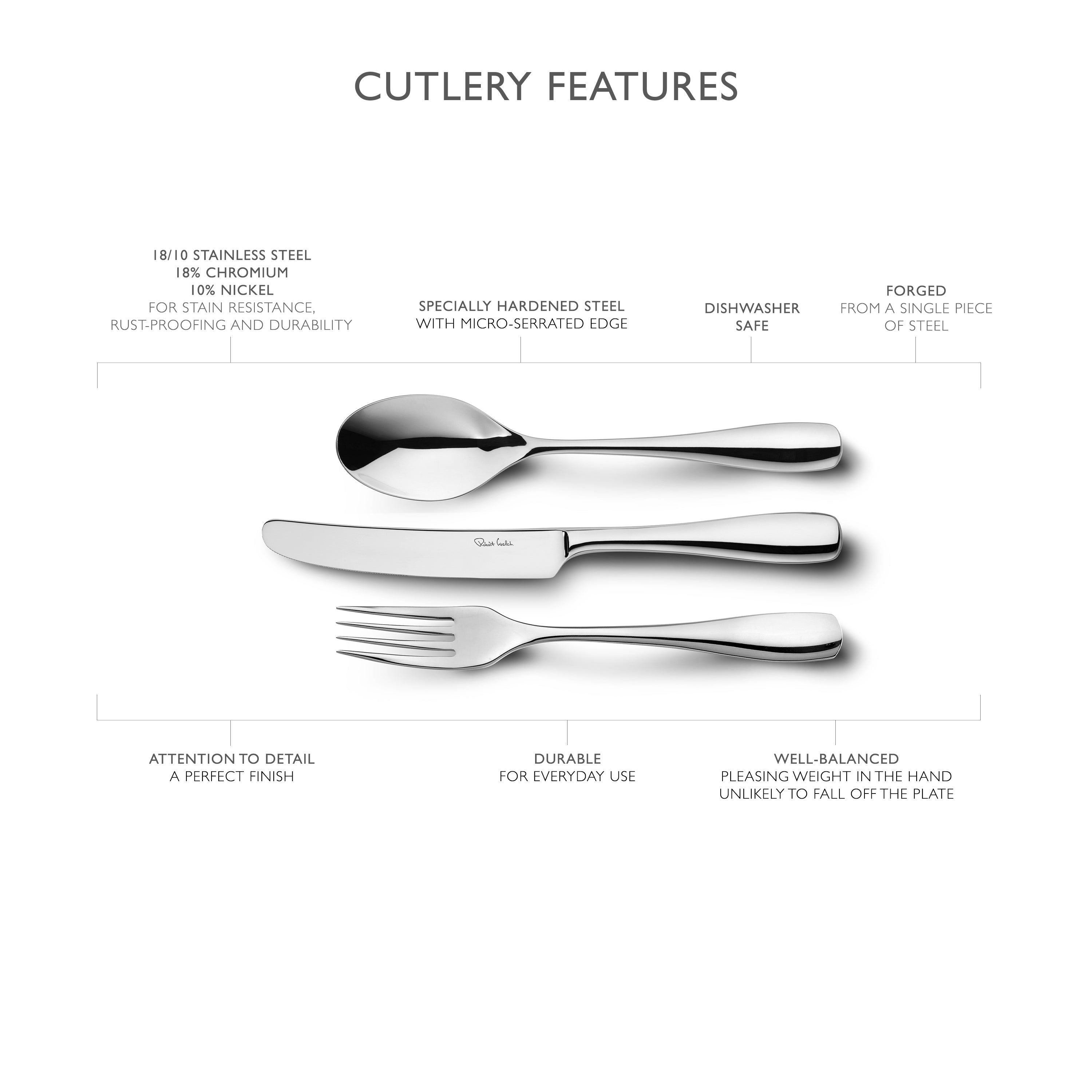 Warwick Bright Cutlery Set, 84 Piece for 12 People