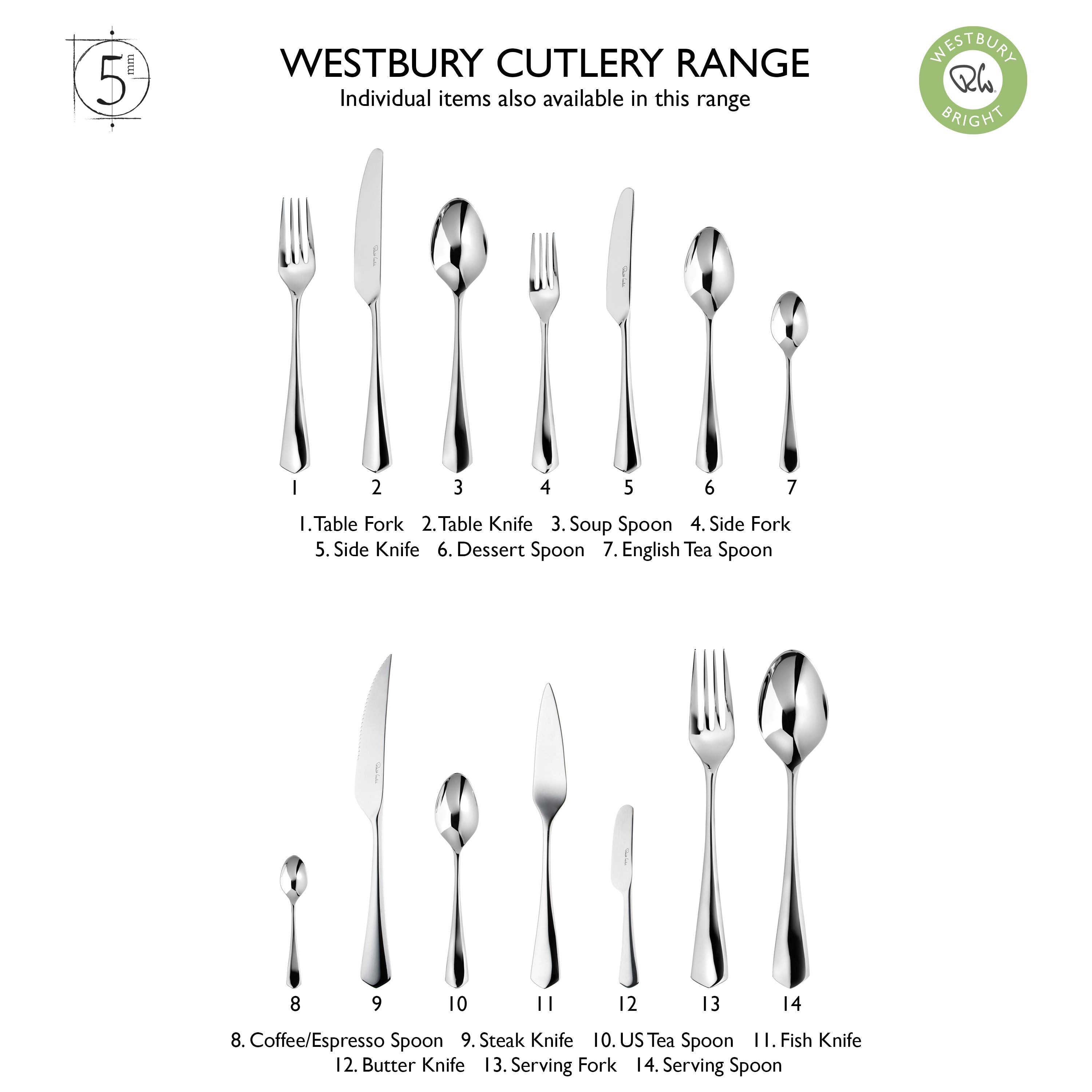 Westbury Bright Cutlery Set, 84 Piece for 12 People