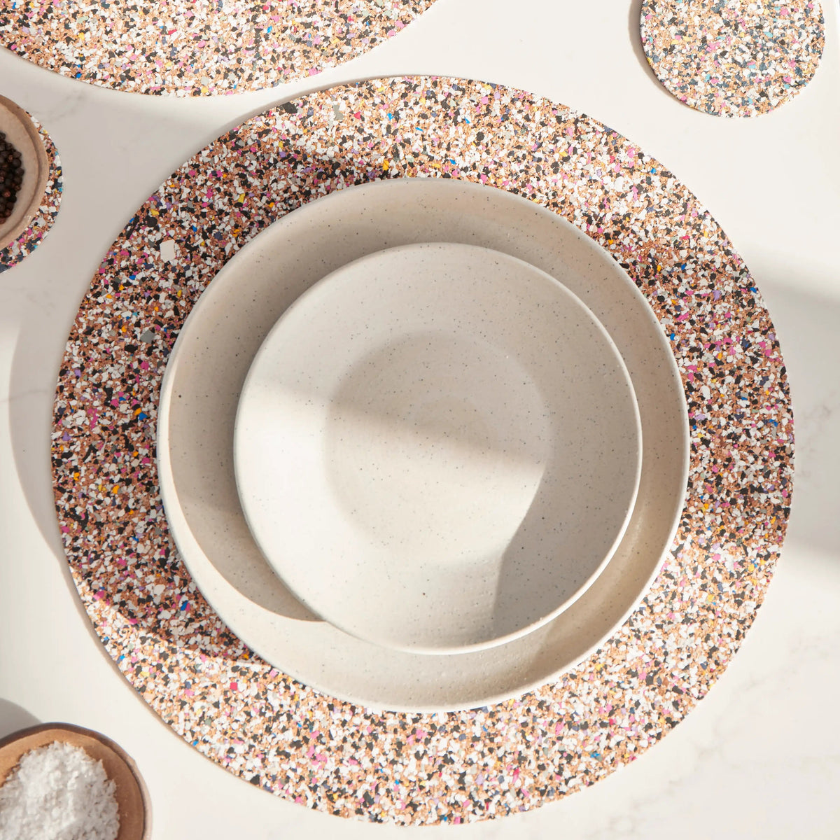 Beach Clean Placemats and Coasters  Round Set of 8