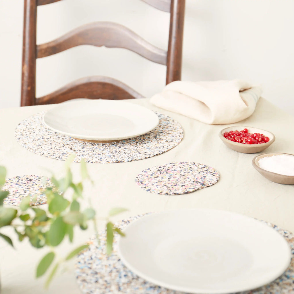 Beach Clean Round Placemats and Coasters Bundle | Table Set of 6