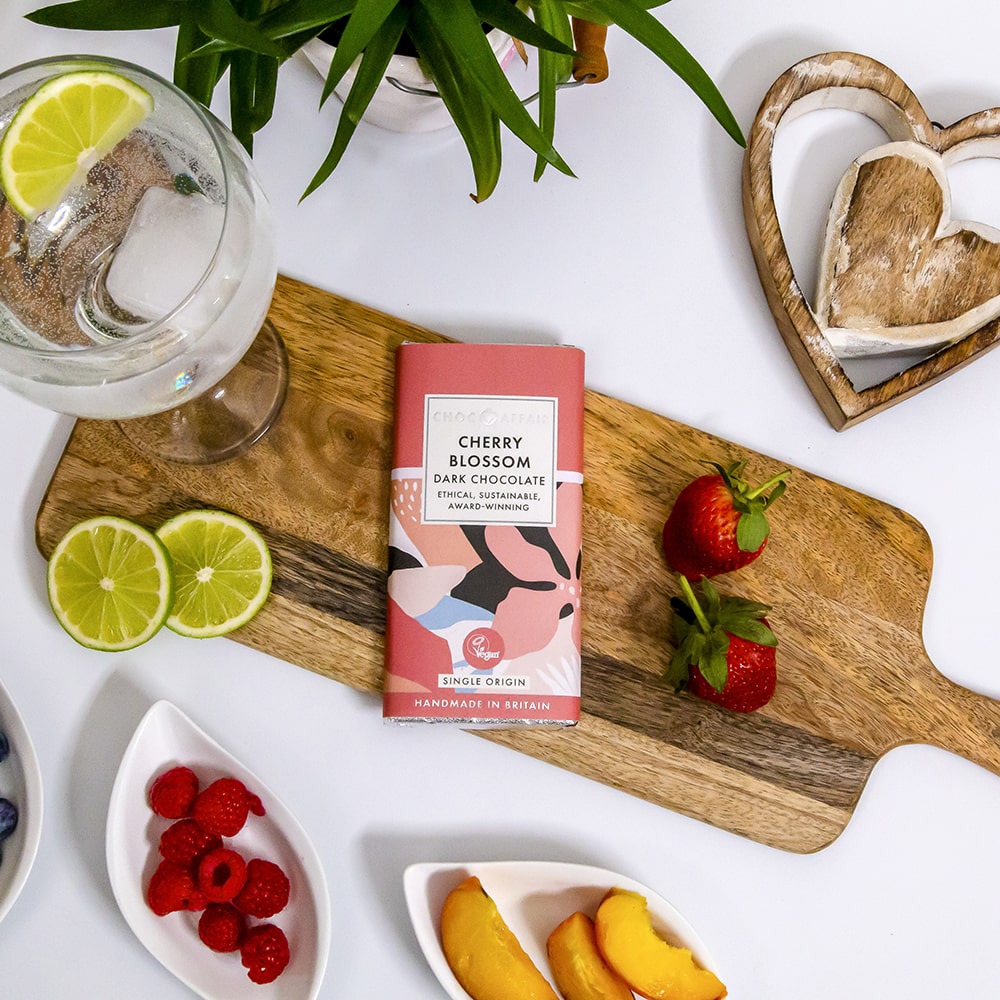 Choc Affair Cherry Blossom Dark Chocolate Bar