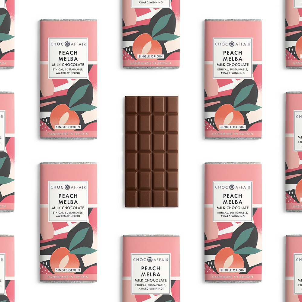 Choc Affair Peach Melba Milk Chocolate Bar