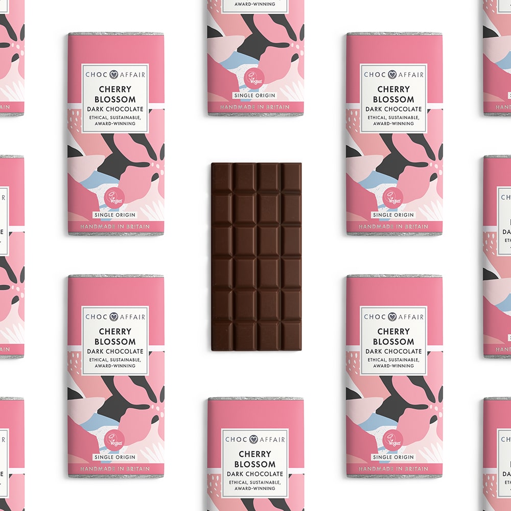 Choc Affair Cherry Blossom Dark Chocolate Bar