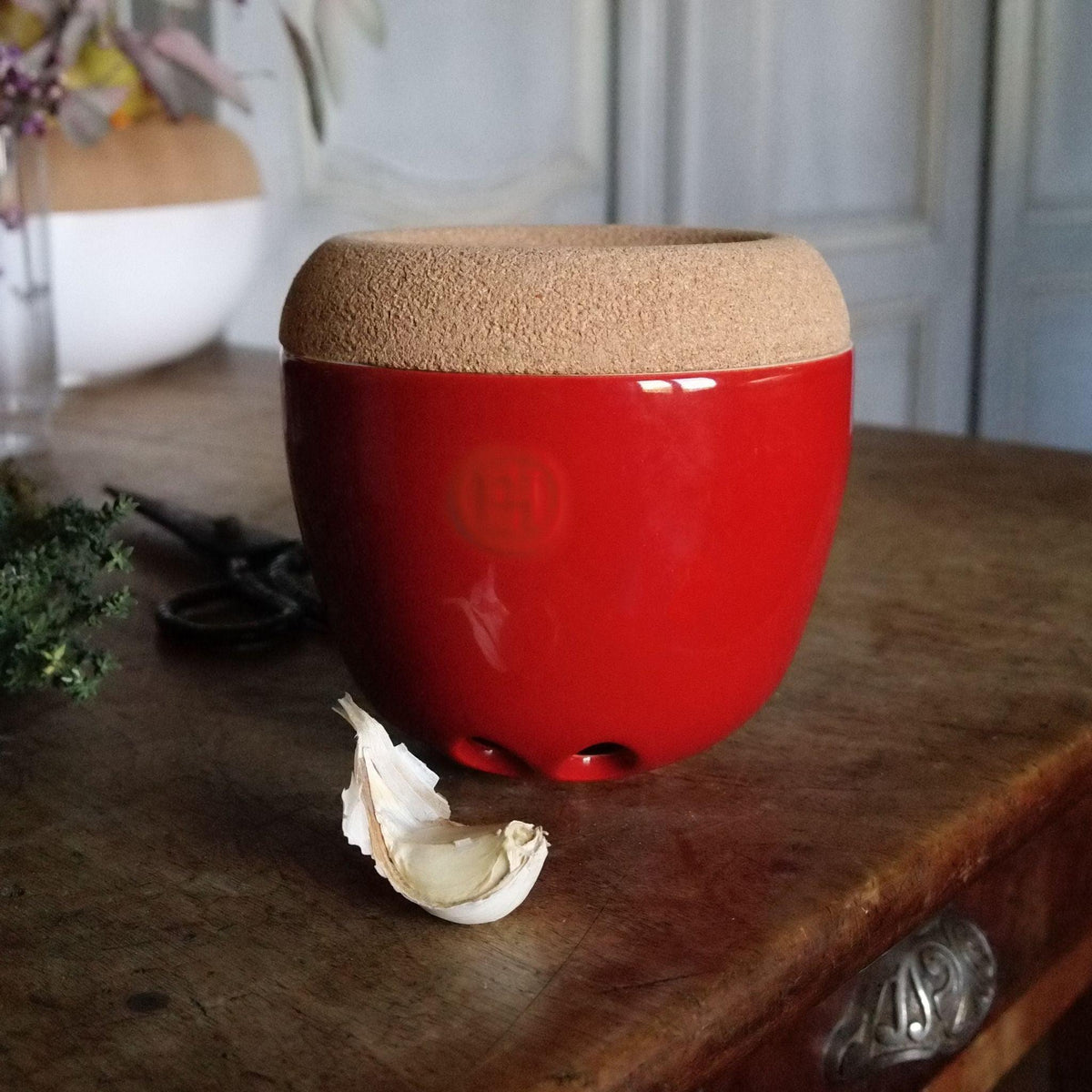 Emile Henry Garlic Pot - Burgundy