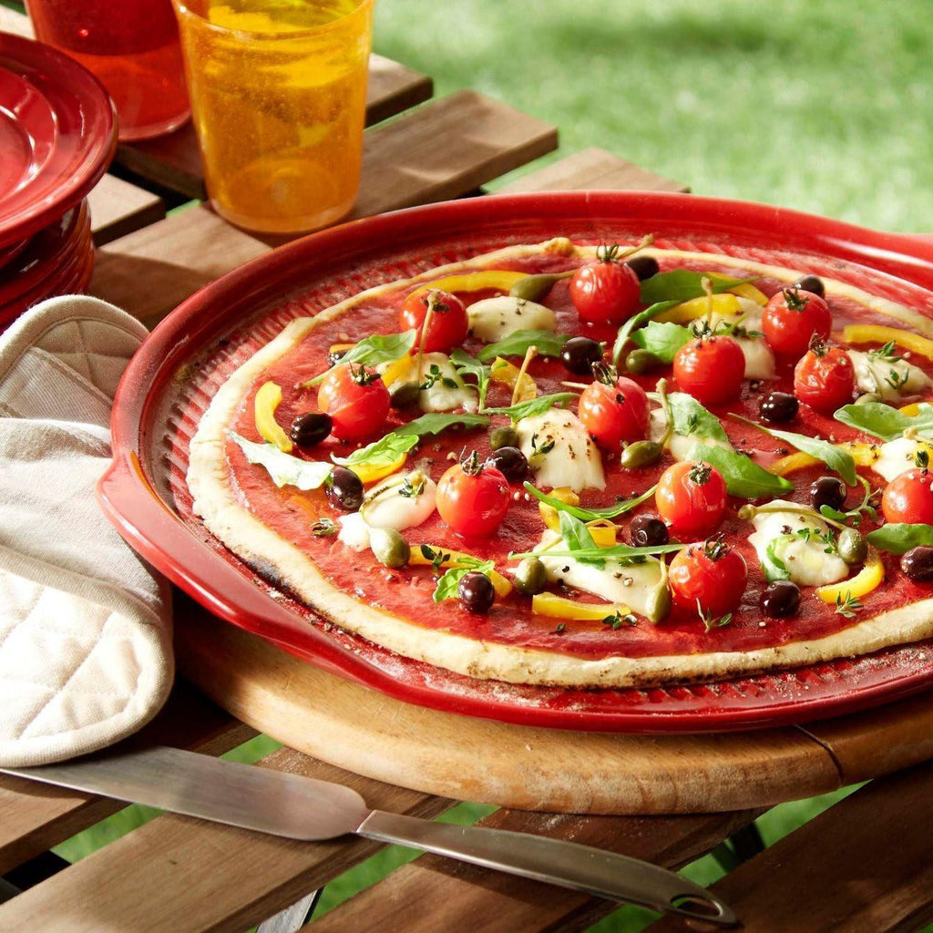 Emile Henry Ridged Pizza Stone 40cm - Burgundy