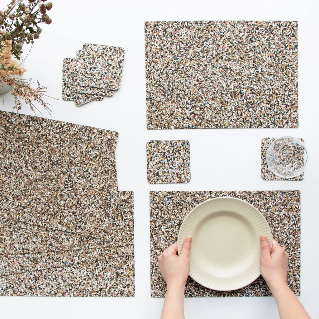 Beach Clean Rectangle Placemats and Coasters Bundle | Table Set of 4